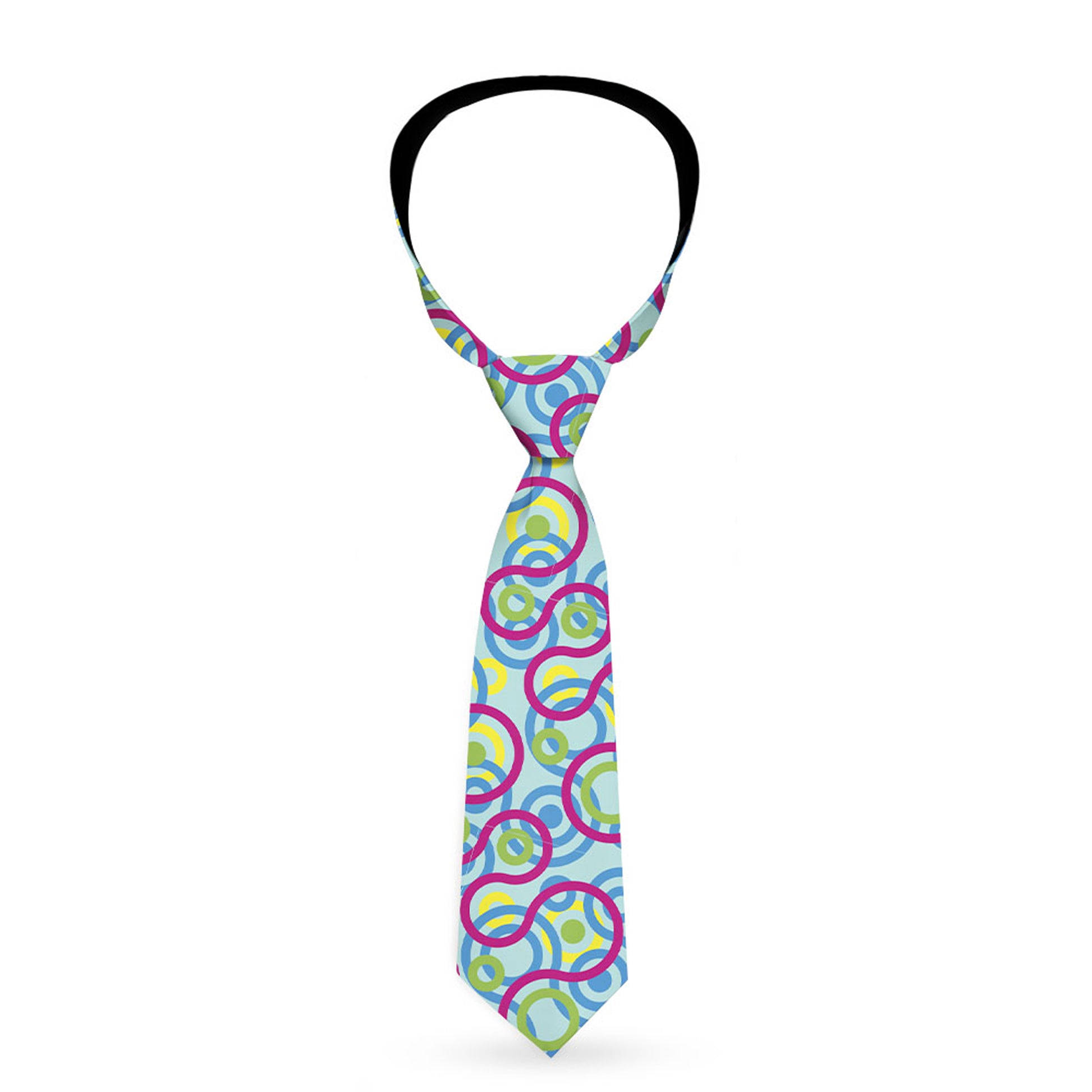 Buckle-Down Necktie - Bullseye Stacked Swirl Blues/Green/Yellow/Pink Neckties Buckle-Down