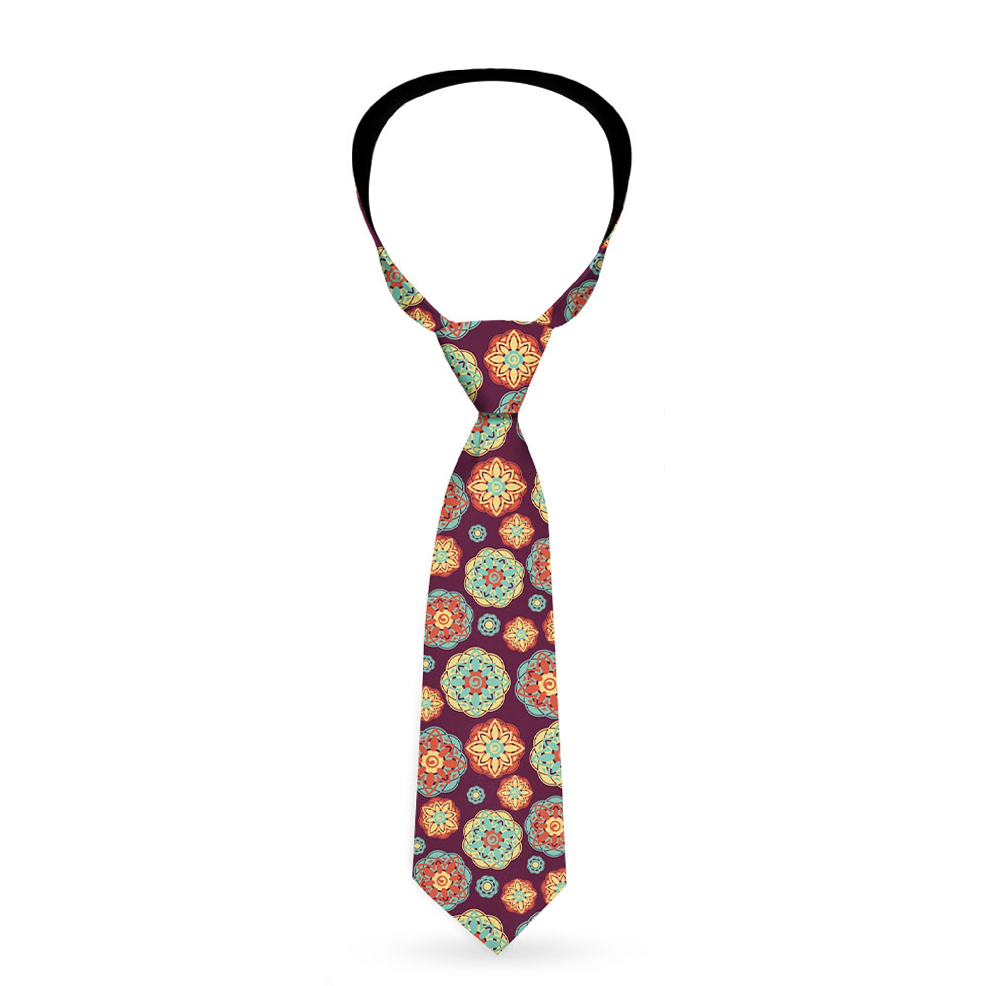 Buckle-Down Necktie - Boho Mandala Burgundy/Yellow/Turquoise/Orange Neckties Buckle-Down