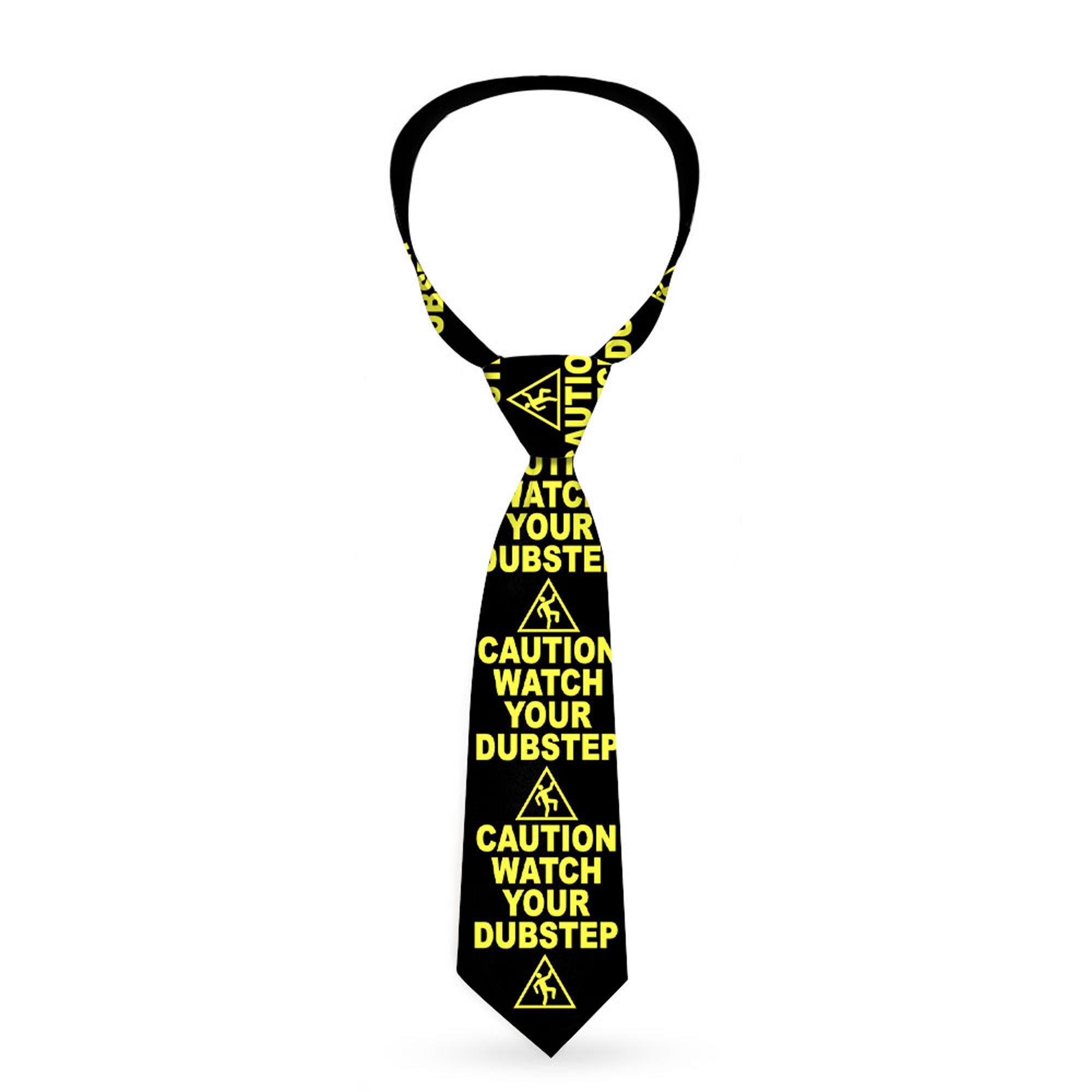 Buckle-Down Necktie - CAUTION WATCH YOUR DUBSTEP Black/Yellow Neckties Buckle-Down