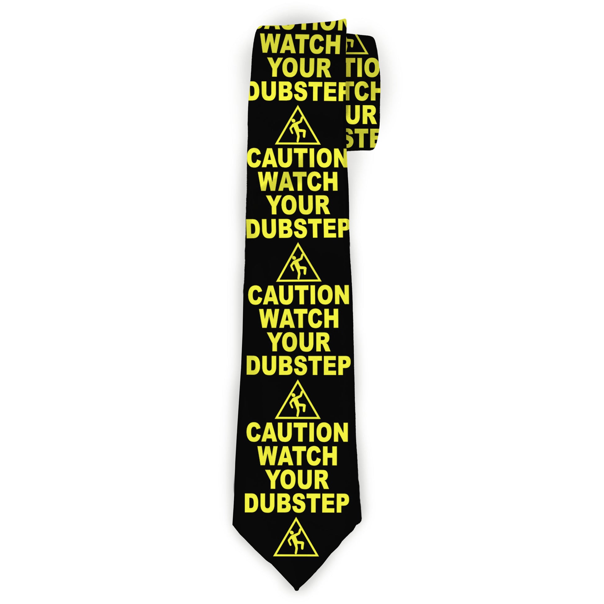 Buckle-Down Necktie - CAUTION WATCH YOUR DUBSTEP Black/Yellow Neckties Buckle-Down