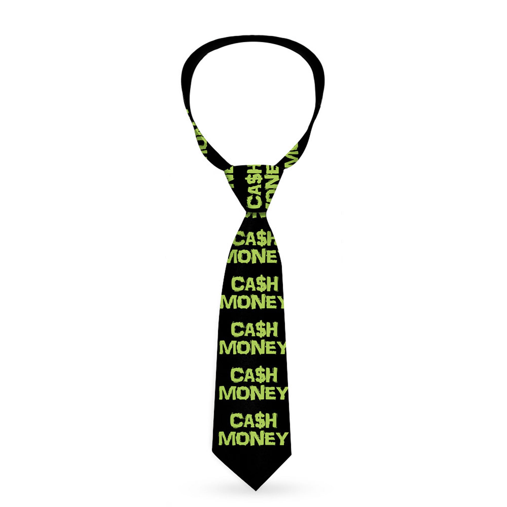 Buckle-Down Necktie - CA$H MONEY Black/Green Neckties Buckle-Down