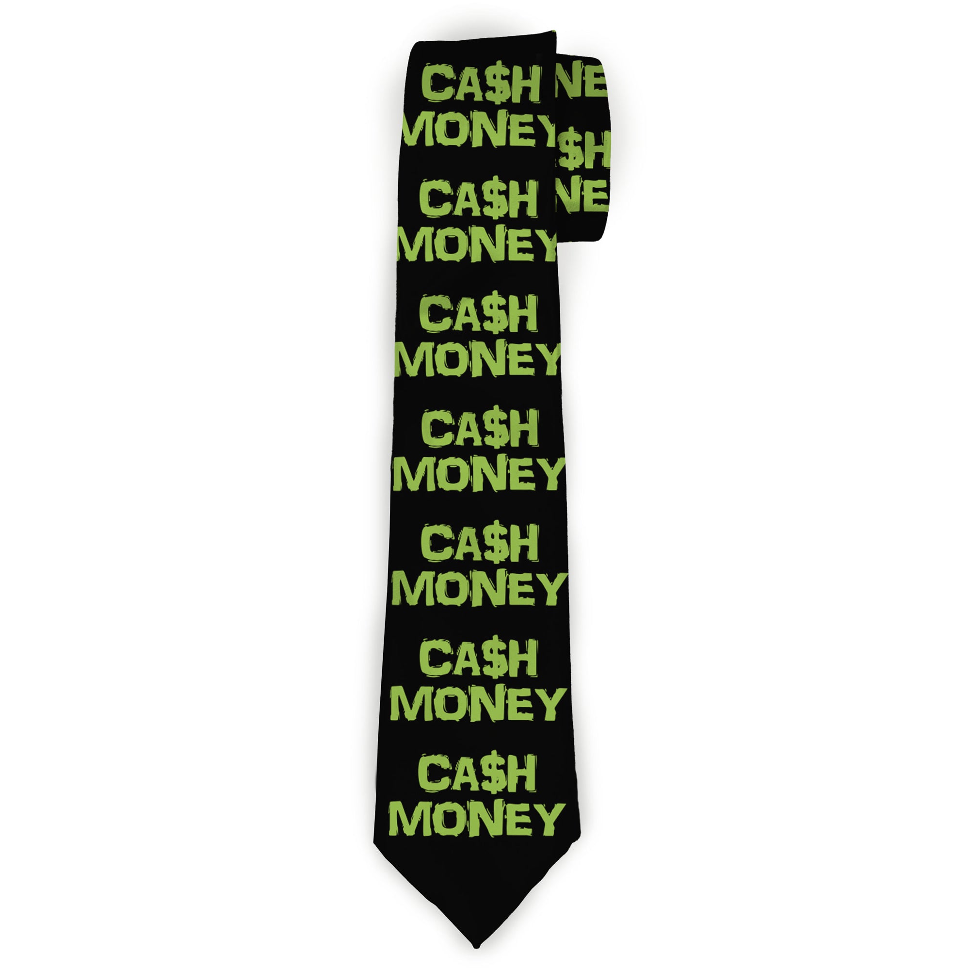 Buckle-Down Necktie - CA$H MONEY Black/Green Neckties Buckle-Down