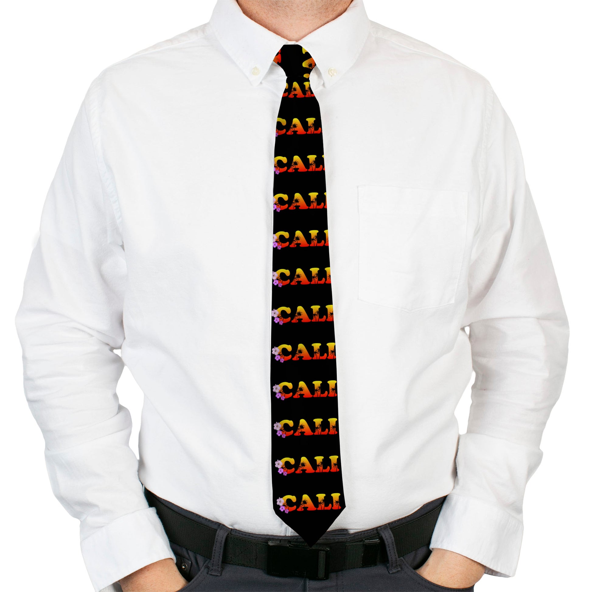 Buckle-Down Necktie - CALI Tropical Black/Multi Color Neckties Buckle-Down