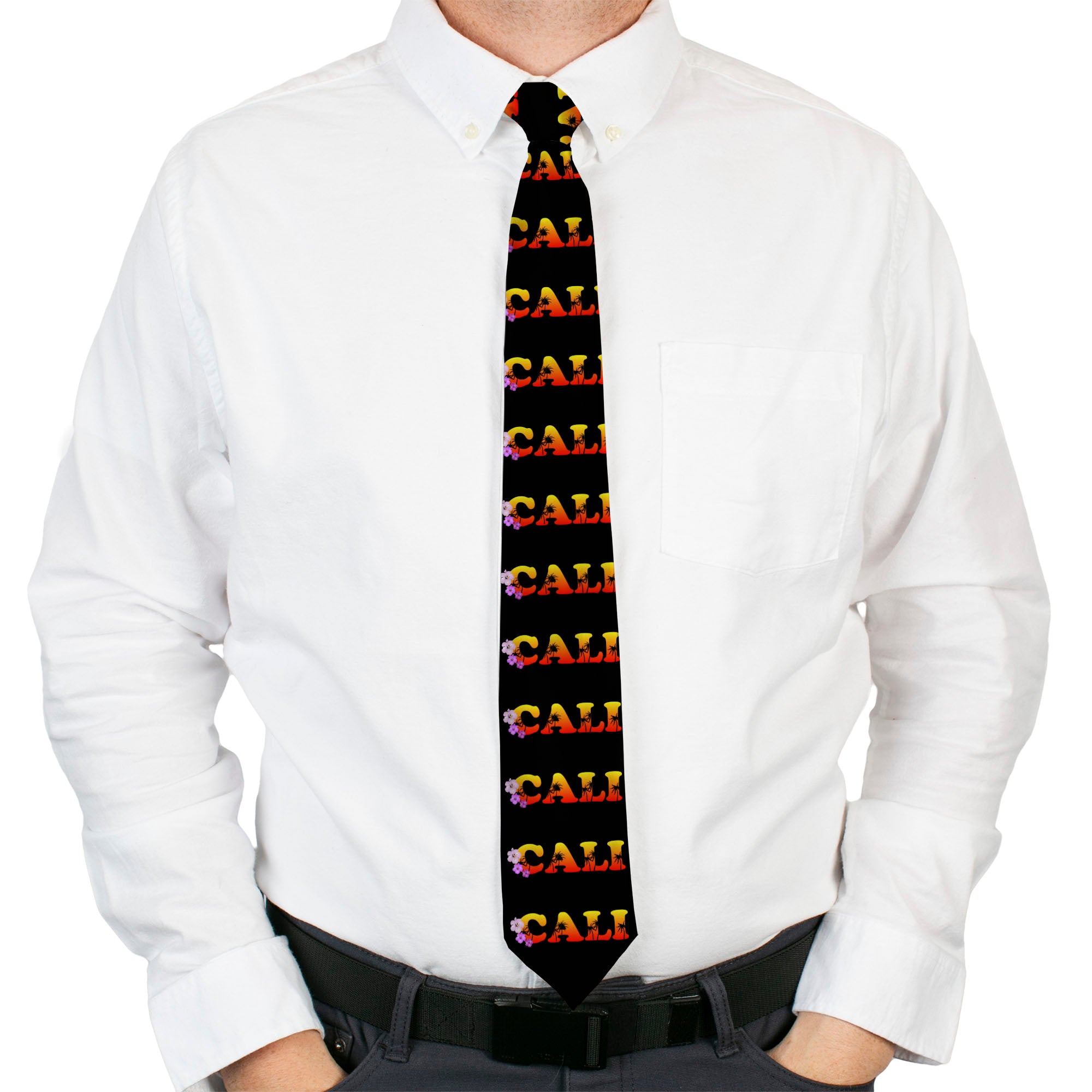 Buckle-Down Necktie - CALI Tropical Black/Multi Color Neckties Buckle-Down