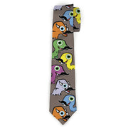 Buckle-Down Necktie - Cute Dinosaurs w/Mustaches Gray Neckties Buckle-Down