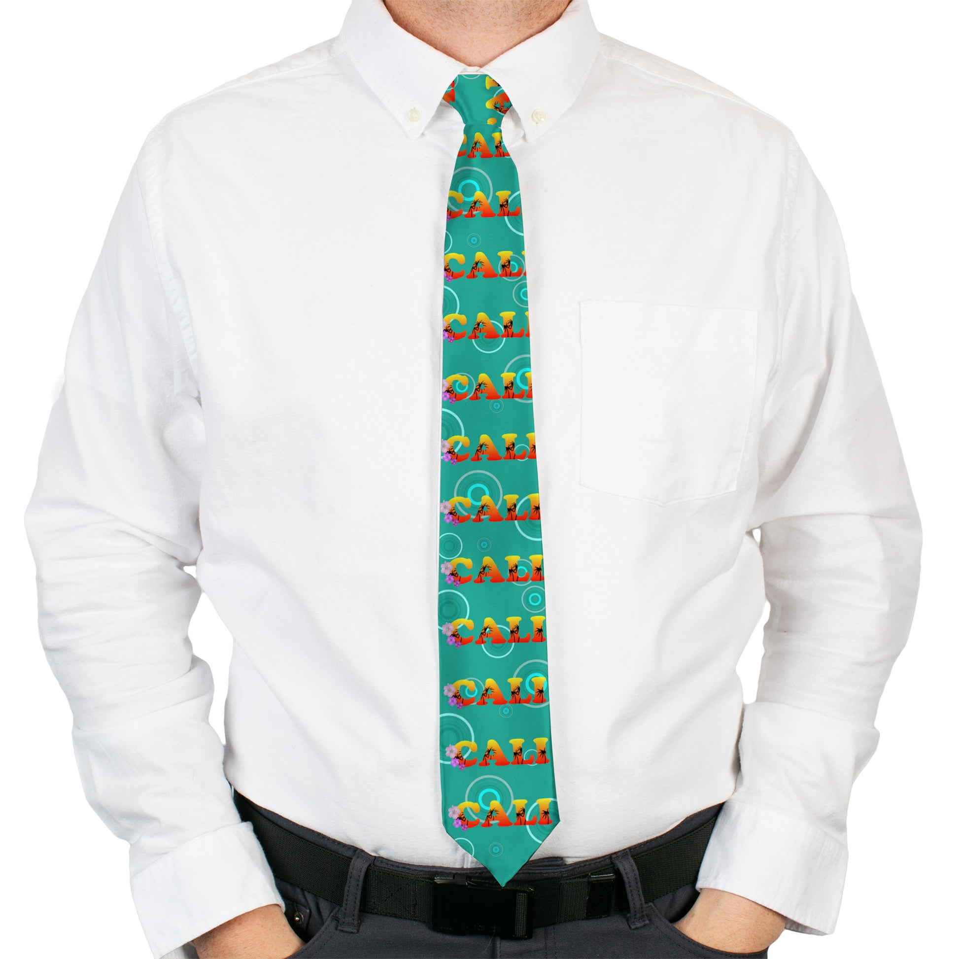 Buckle-Down Necktie - CALI Tropical Aqua/Multi Color Neckties Buckle-Down