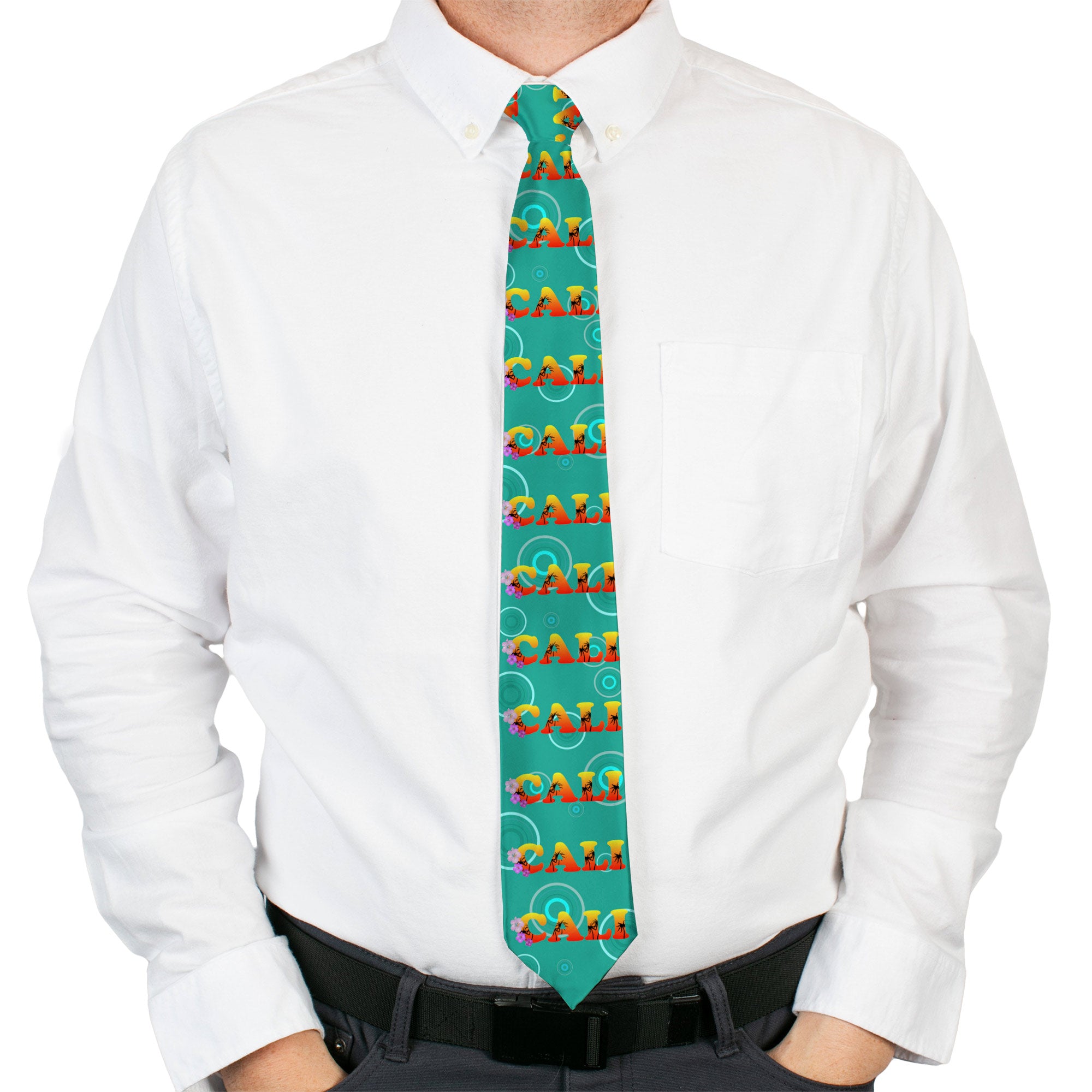 Buckle-Down Necktie - CALI Tropical Aqua/Multi Color Neckties Buckle-Down