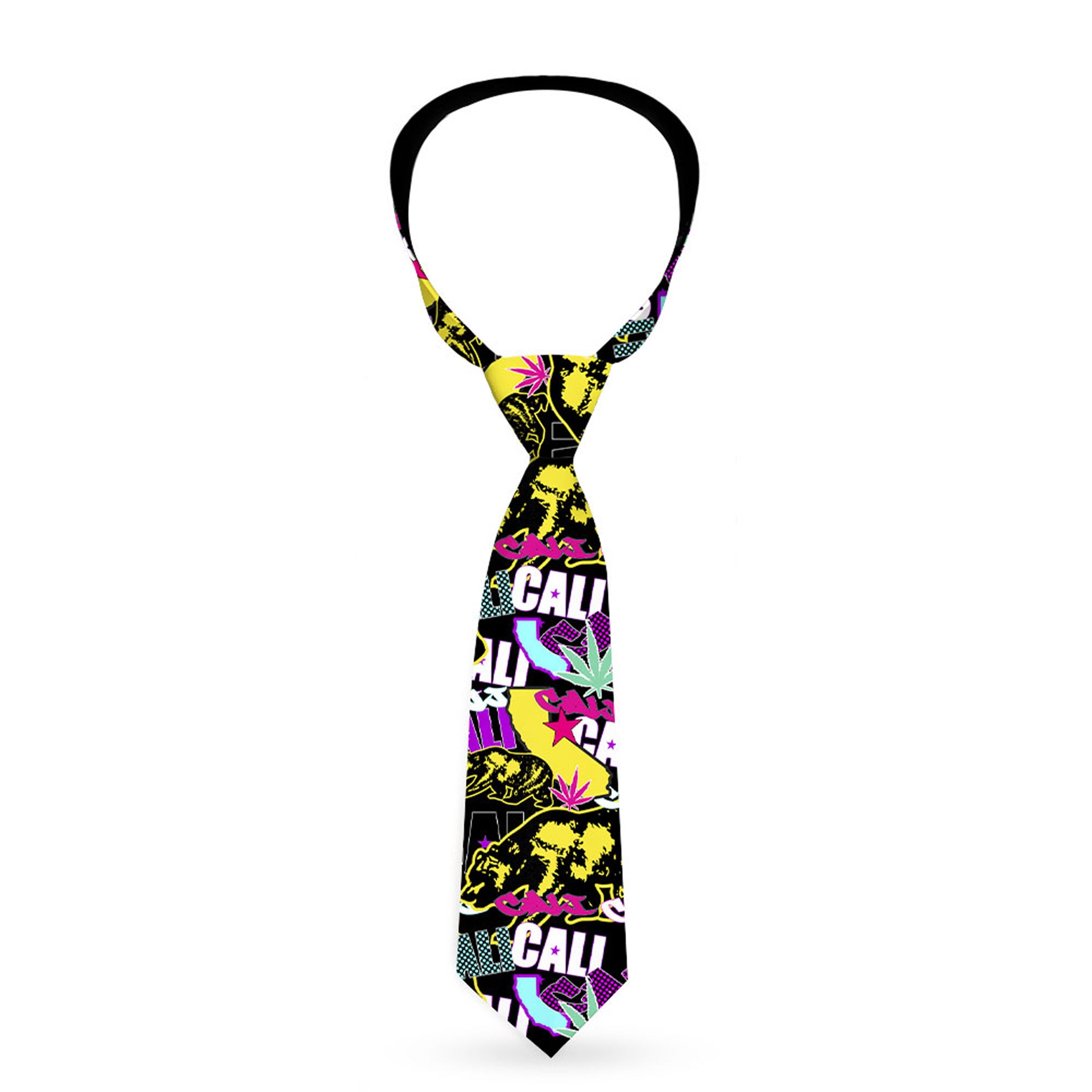 Buckle-Down Necktie - Cali Bear/CALI Graffitti/Pot Leaves Black/Multi Color Neckties Buckle-Down