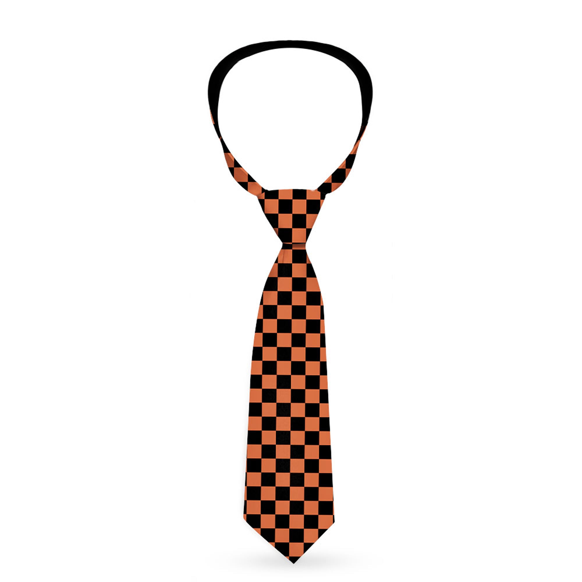 Buckle-Down Necktie - Checker Black/Orange Neckties Buckle-Down