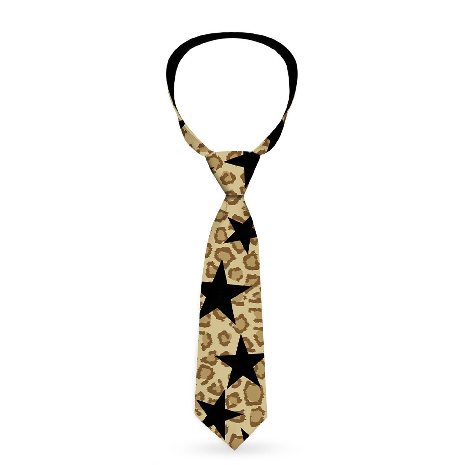 Buckle-Down Necktie - Cheetah/Stars Tan/Black Neckties Buckle-Down
