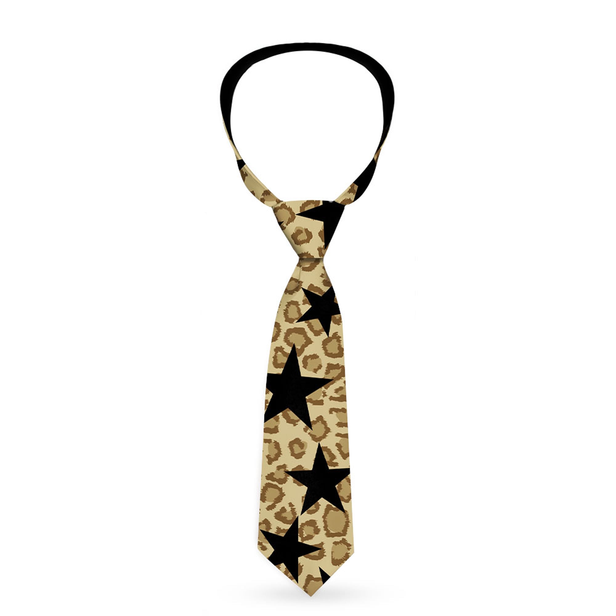 Buckle-Down Necktie - Cheetah/Stars Tan/Black Neckties Buckle-Down