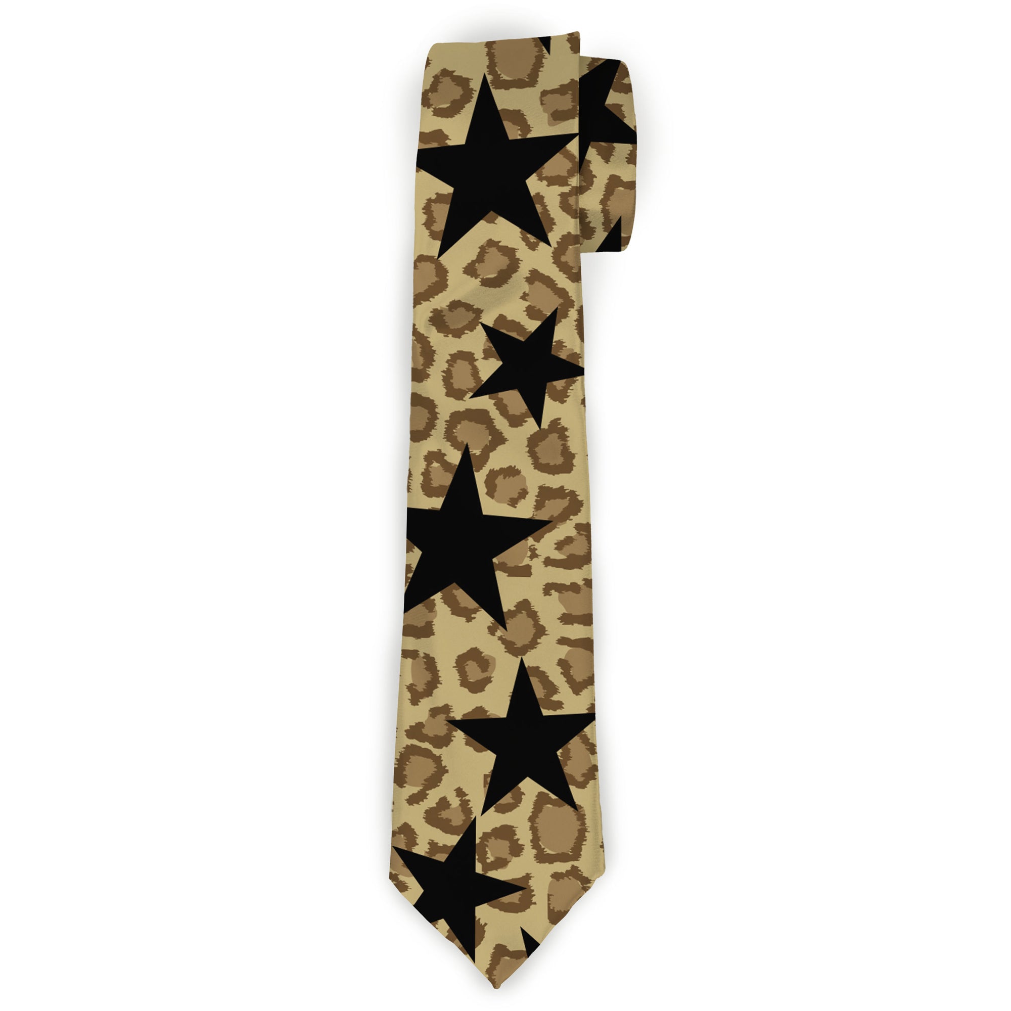 Buckle-Down Necktie - Cheetah/Stars Tan/Black Neckties Buckle-Down