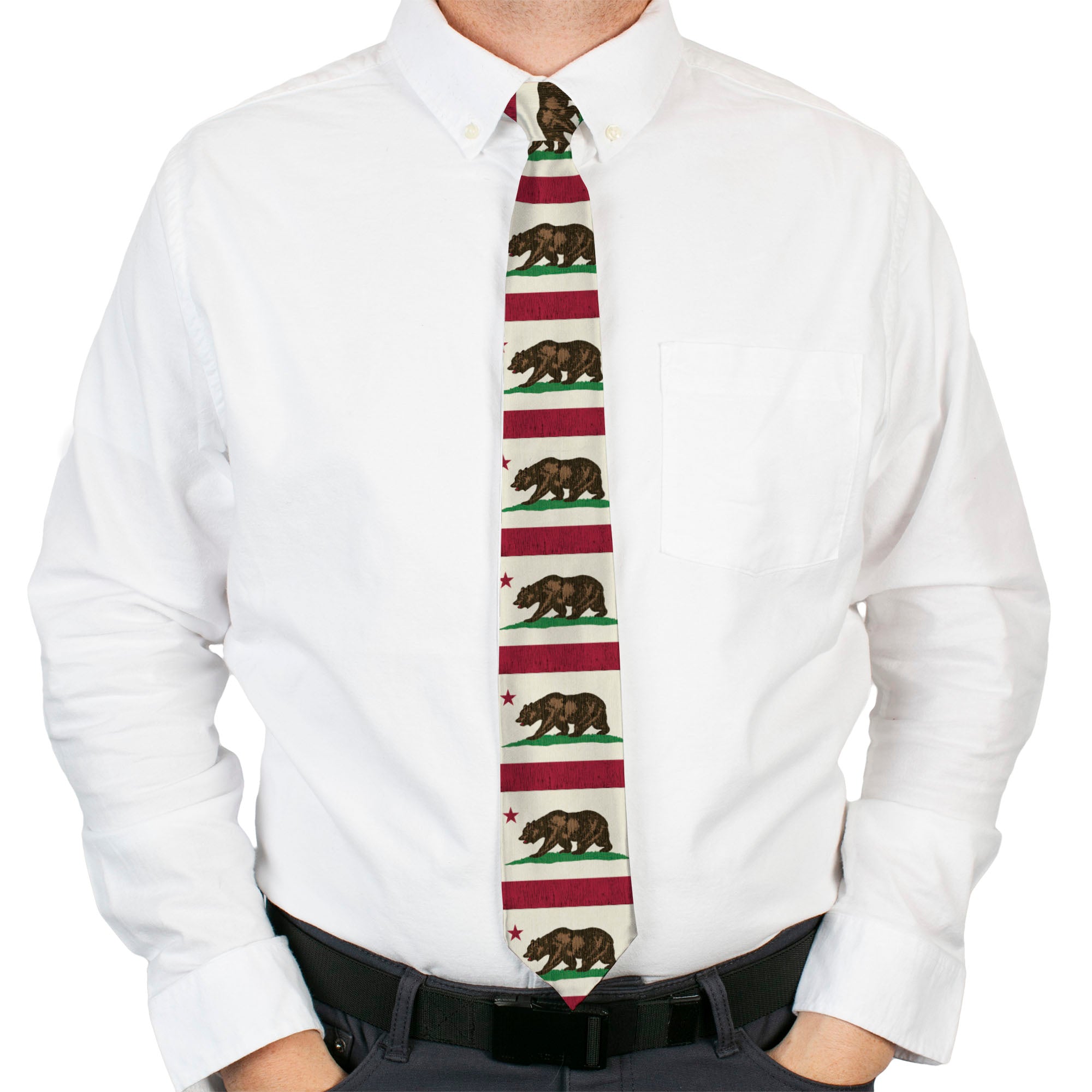 Buckle-Down Necktie - California Flag Weathered White Neckties Buckle-Down