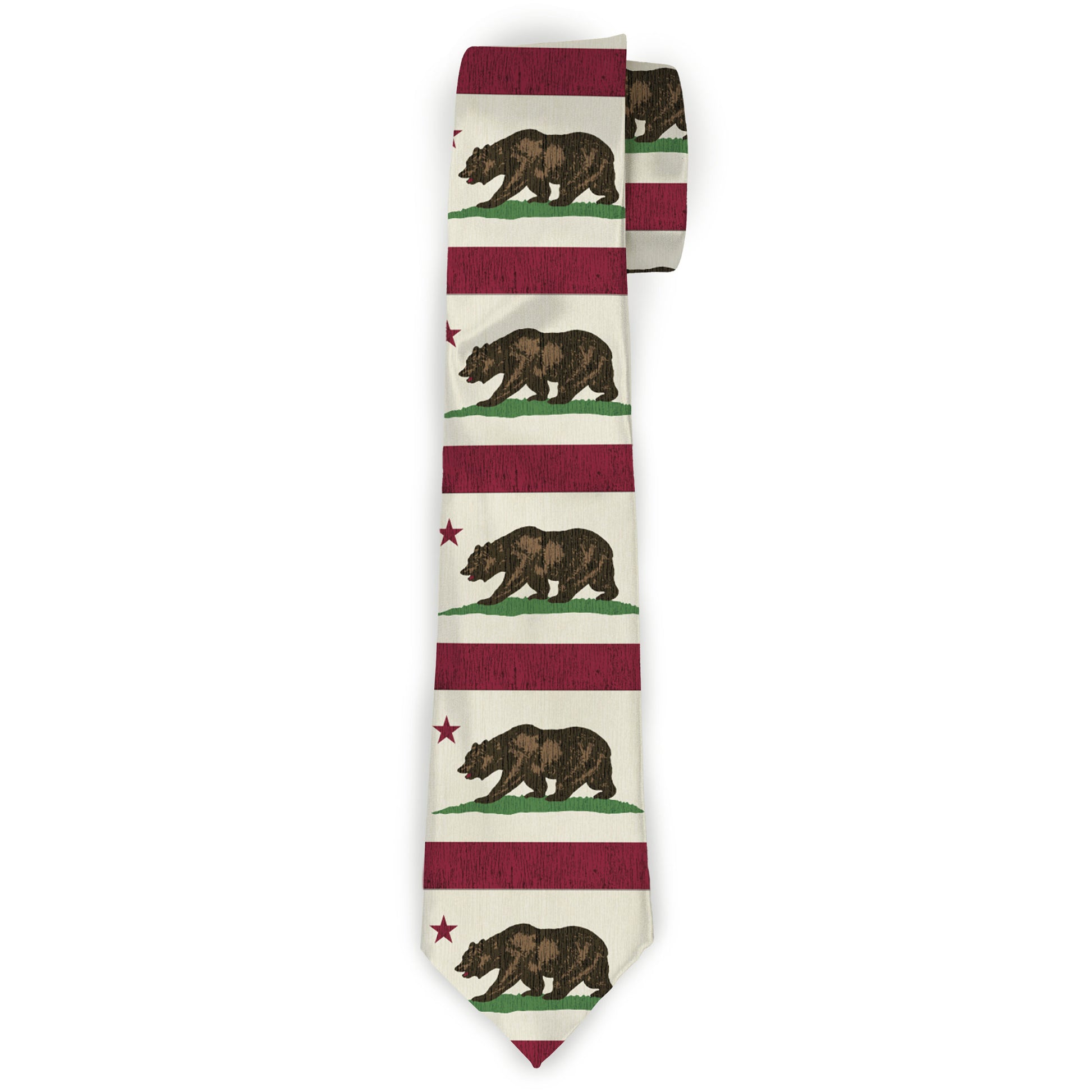 Buckle-Down Necktie - California Flag Weathered White Neckties Buckle-Down