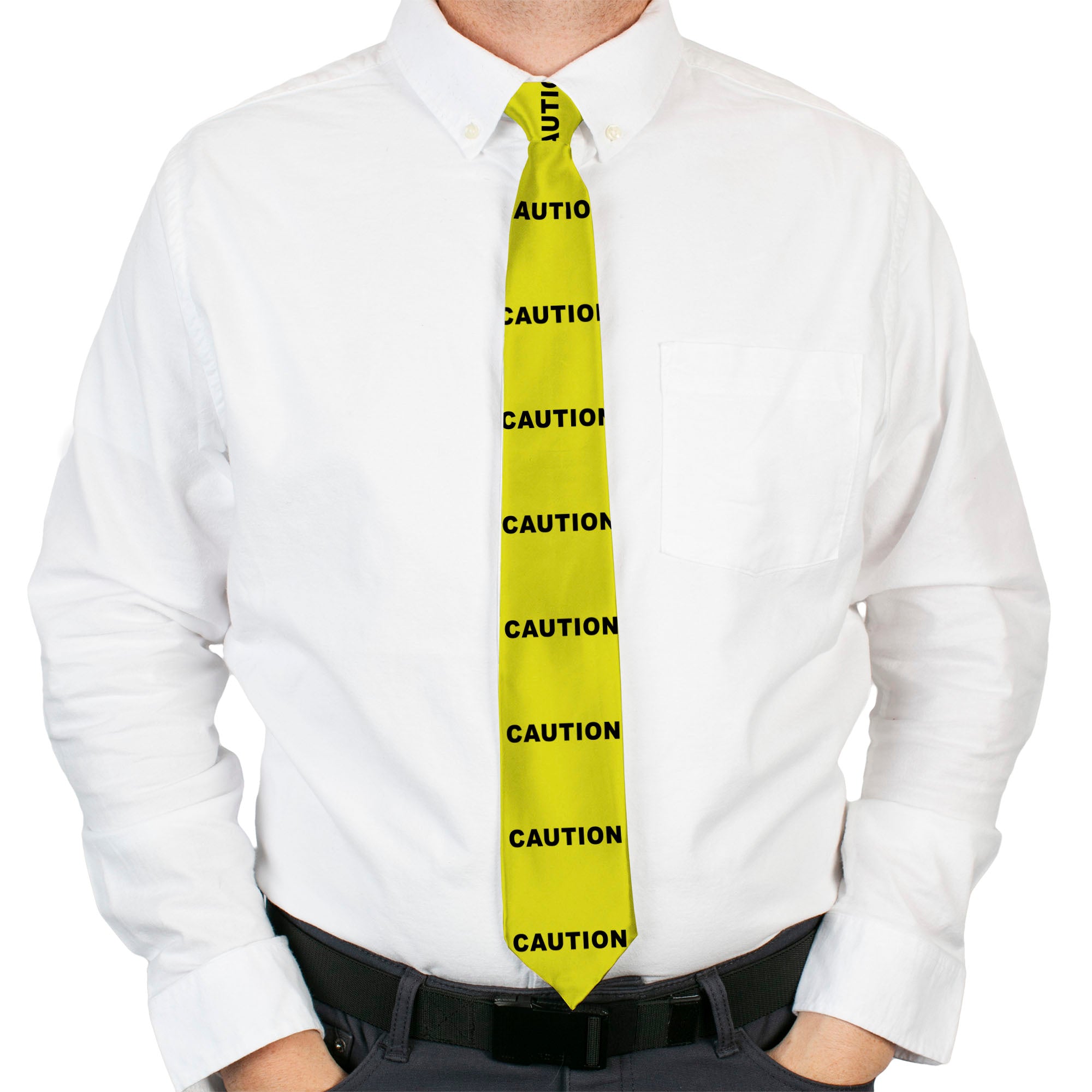 Buckle-Down Necktie - CAUTION Yellow/Black Neckties Buckle-Down