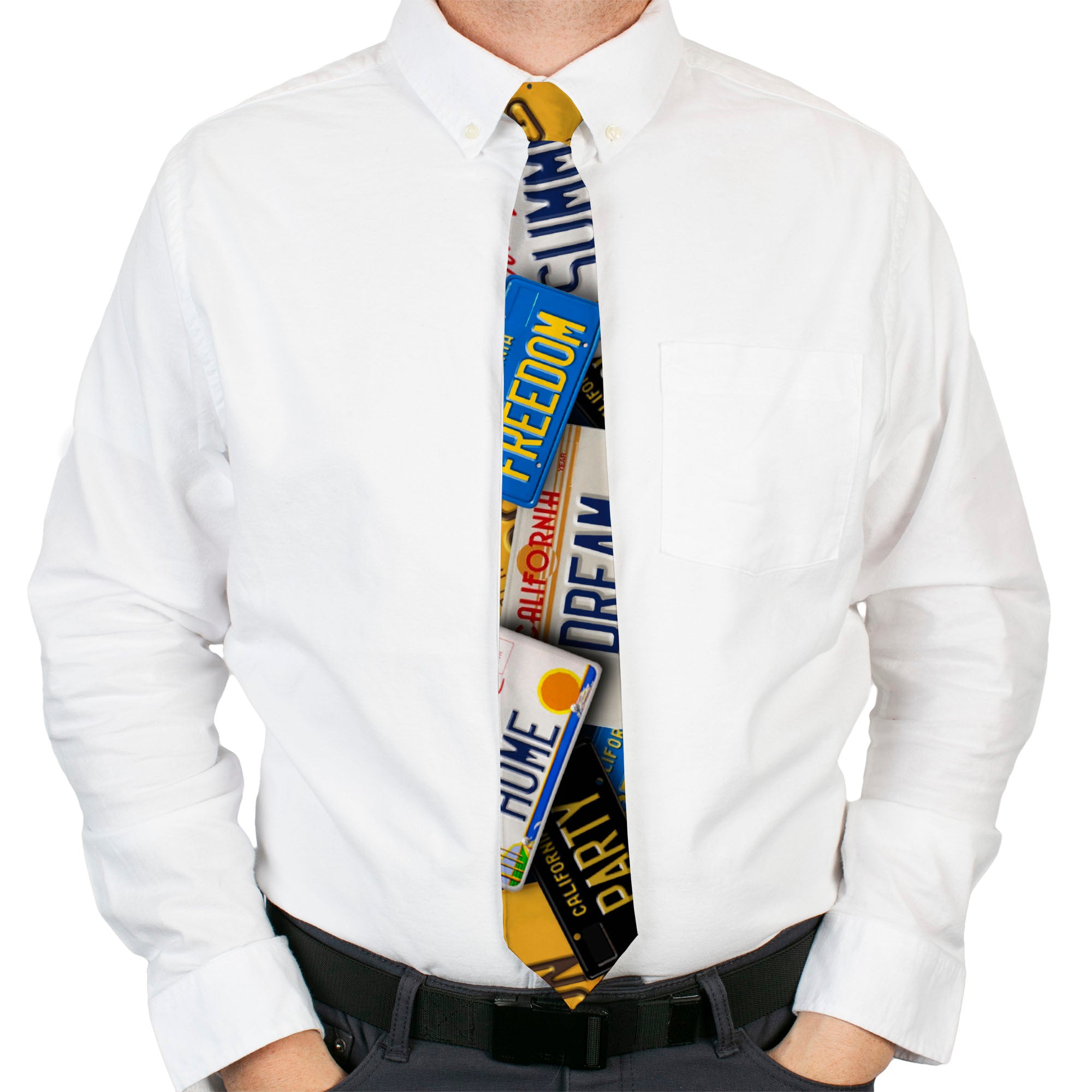 Buckle-Down Necktie - Cali License Plates Stacked Neckties Buckle-Down