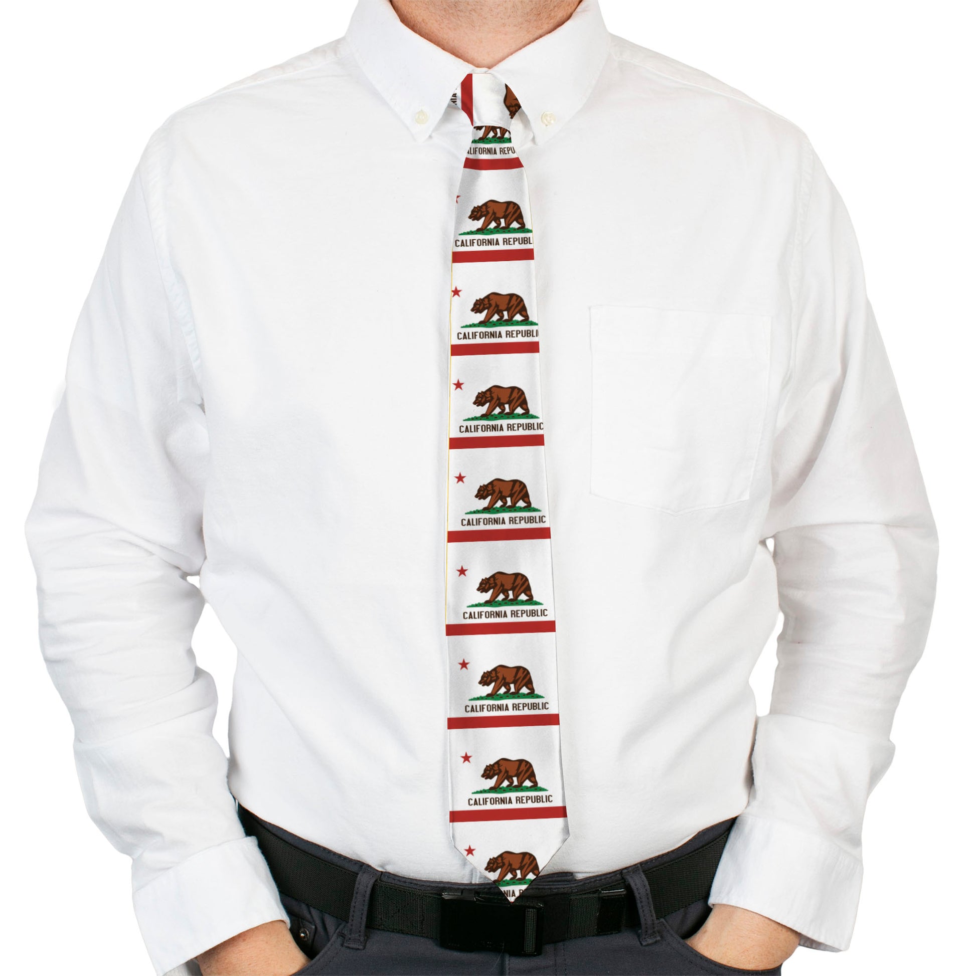 Buckle-Down Necktie - California State Flag White Neckties Buckle-Down