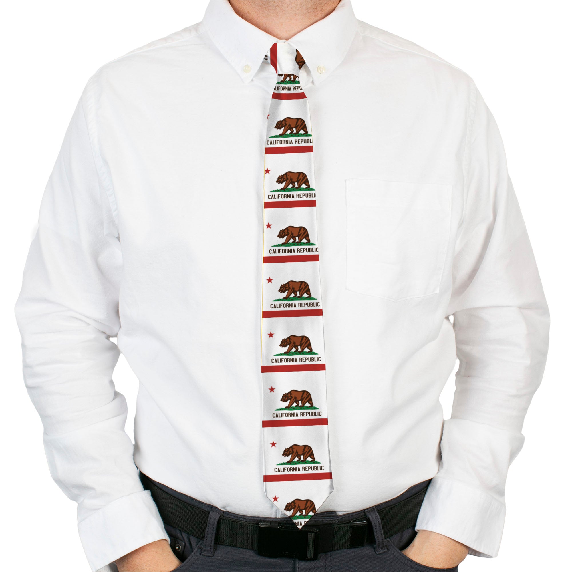 Buckle-Down Necktie - California State Flag White Neckties Buckle-Down