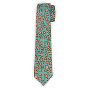 Buckle-Down Necktie - Cross Repeat Leopard Turquoise/Pink Neckties Buckle-Down