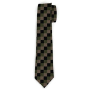 Buckle-Down Necktie - Checker Trio Tan/Black/Olive Neckties Buckle-Down