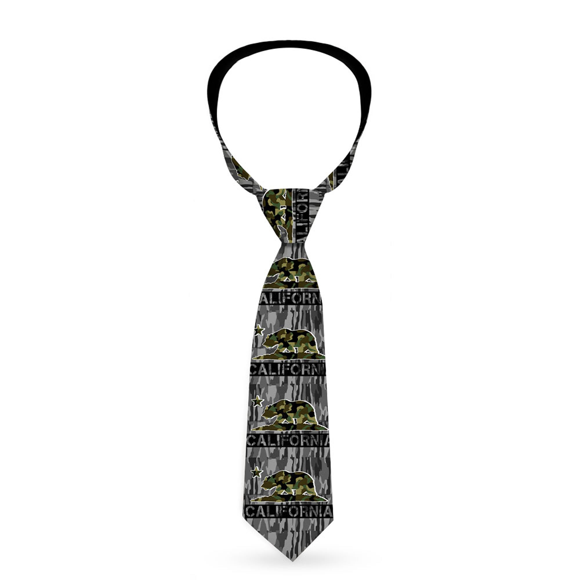 Buckle-Down Necktie - CALIFORNIA/Flag Bear Black/Camo Gray/Camo Olive Neckties Buckle-Down