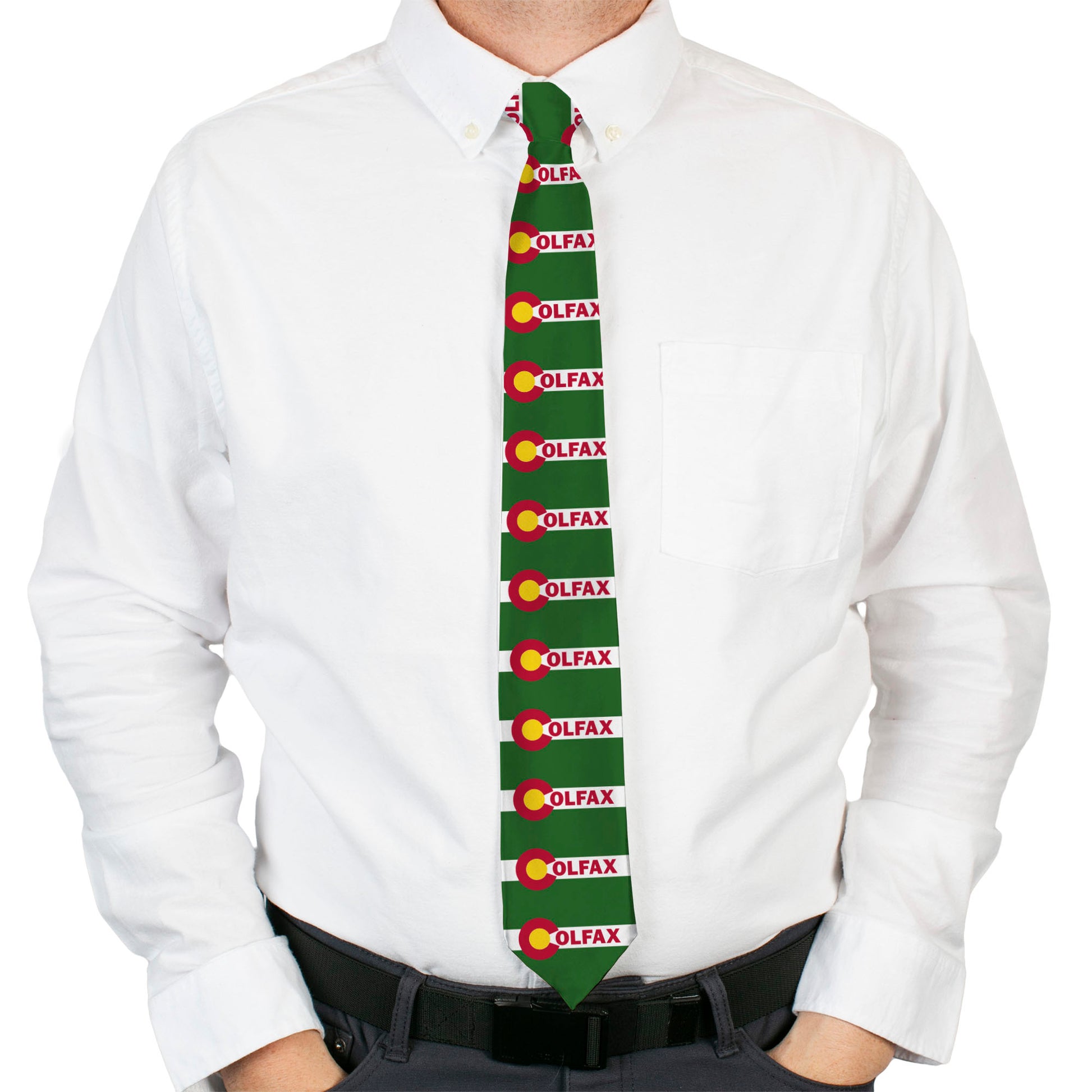 Buckle-Down Necktie - COLFAX Green Stripe Neckties Buckle-Down