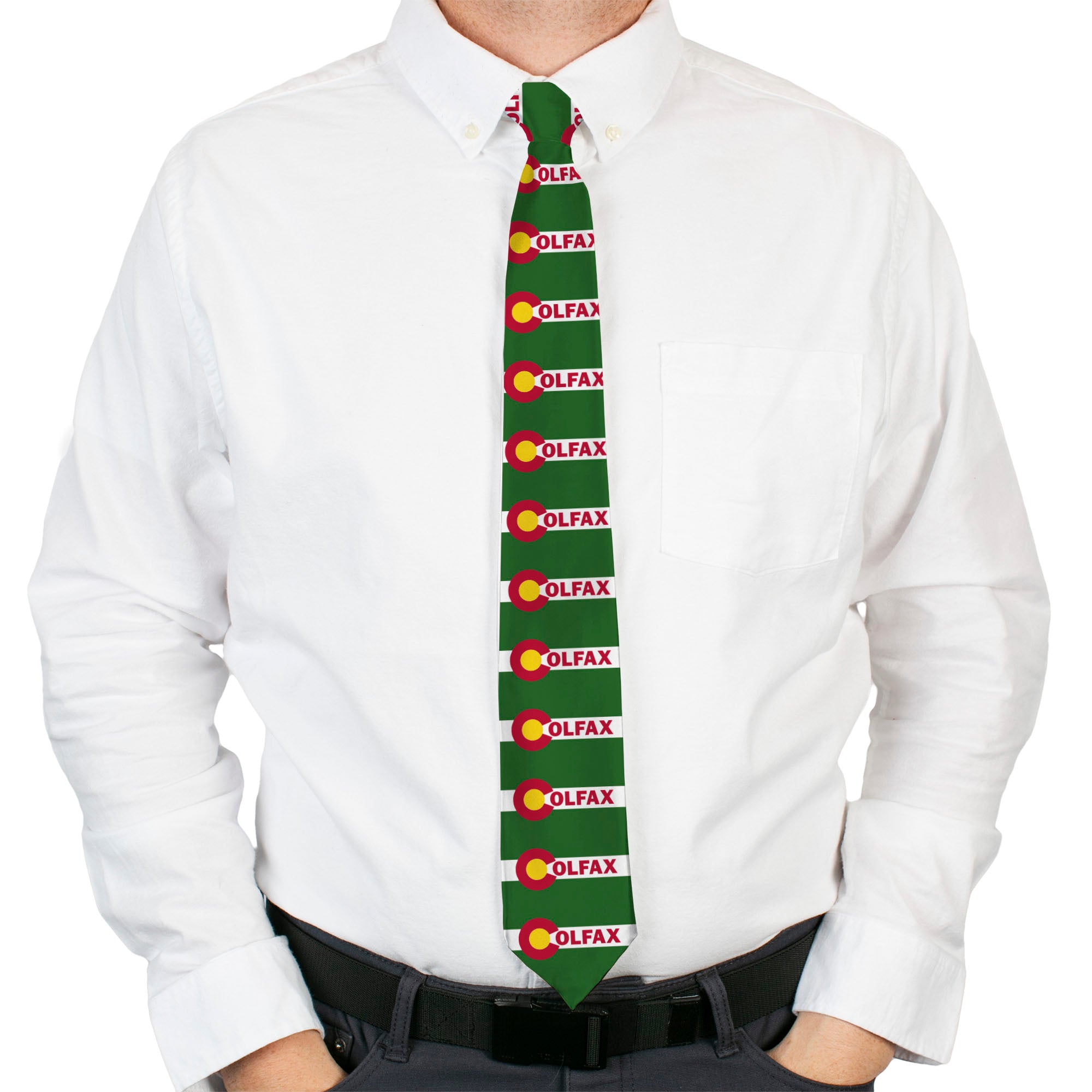 Buckle-Down Necktie - COLFAX Green Stripe Neckties Buckle-Down