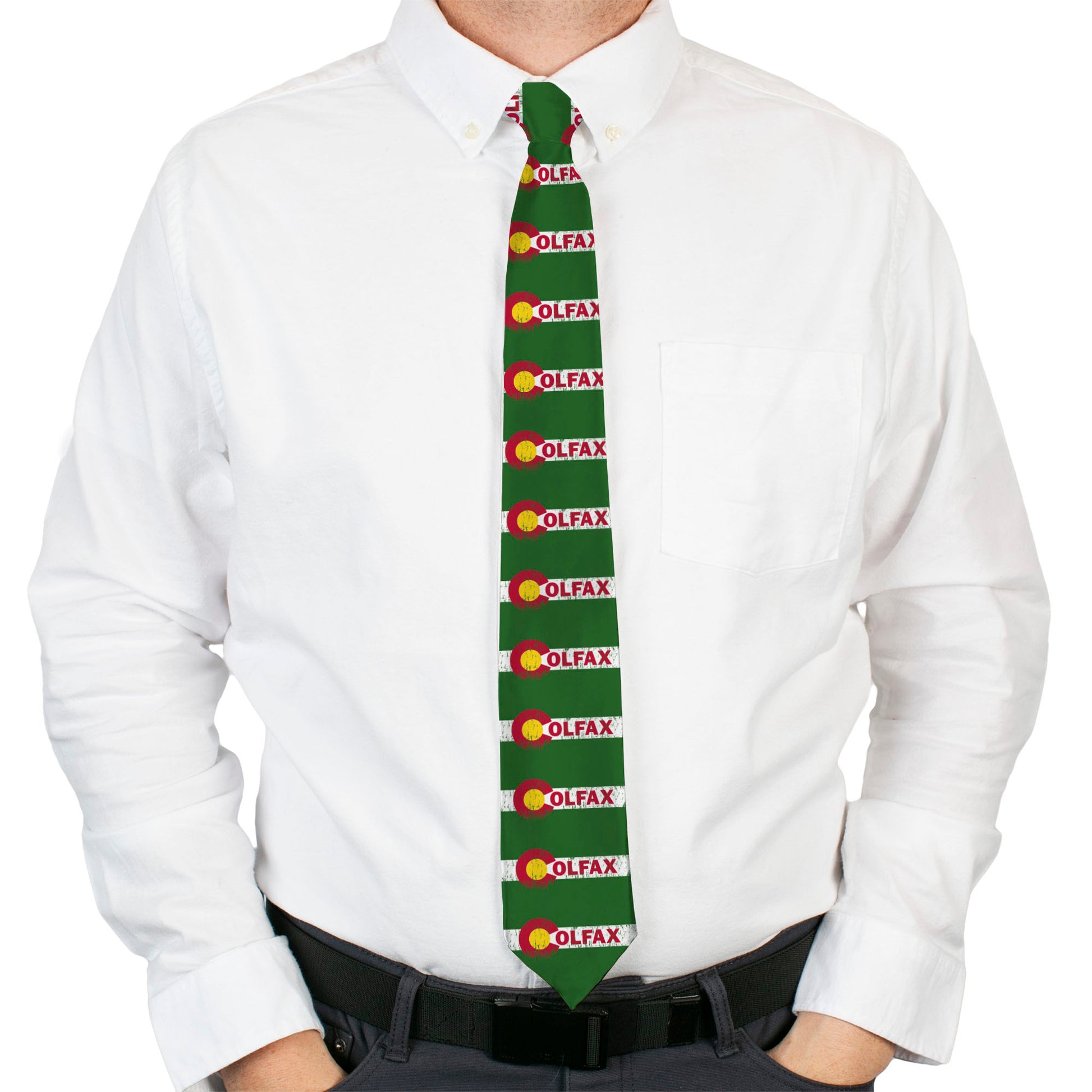 Buckle-Down Necktie - COLFAX Green Stripe Weathered Neckties Buckle-Down