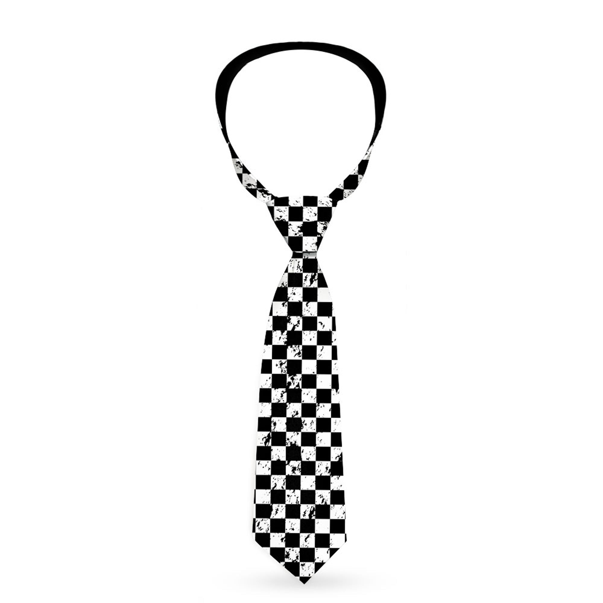 Buckle-Down Necktie - Checker Weathered2 Black/White Neckties Buckle-Down