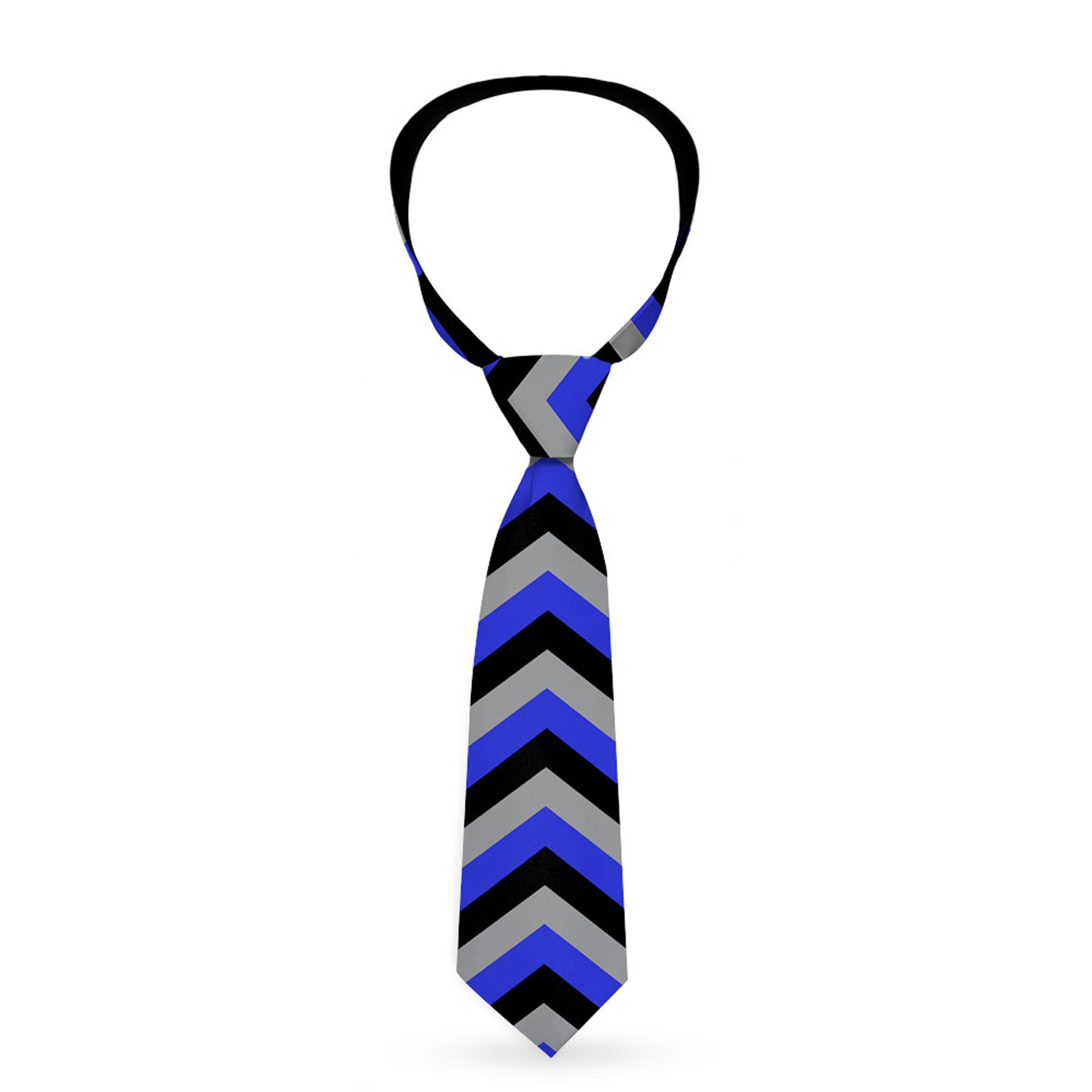 Buckle-Down Necktie - Chevron Blue/Black/Gray Neckties Buckle-Down