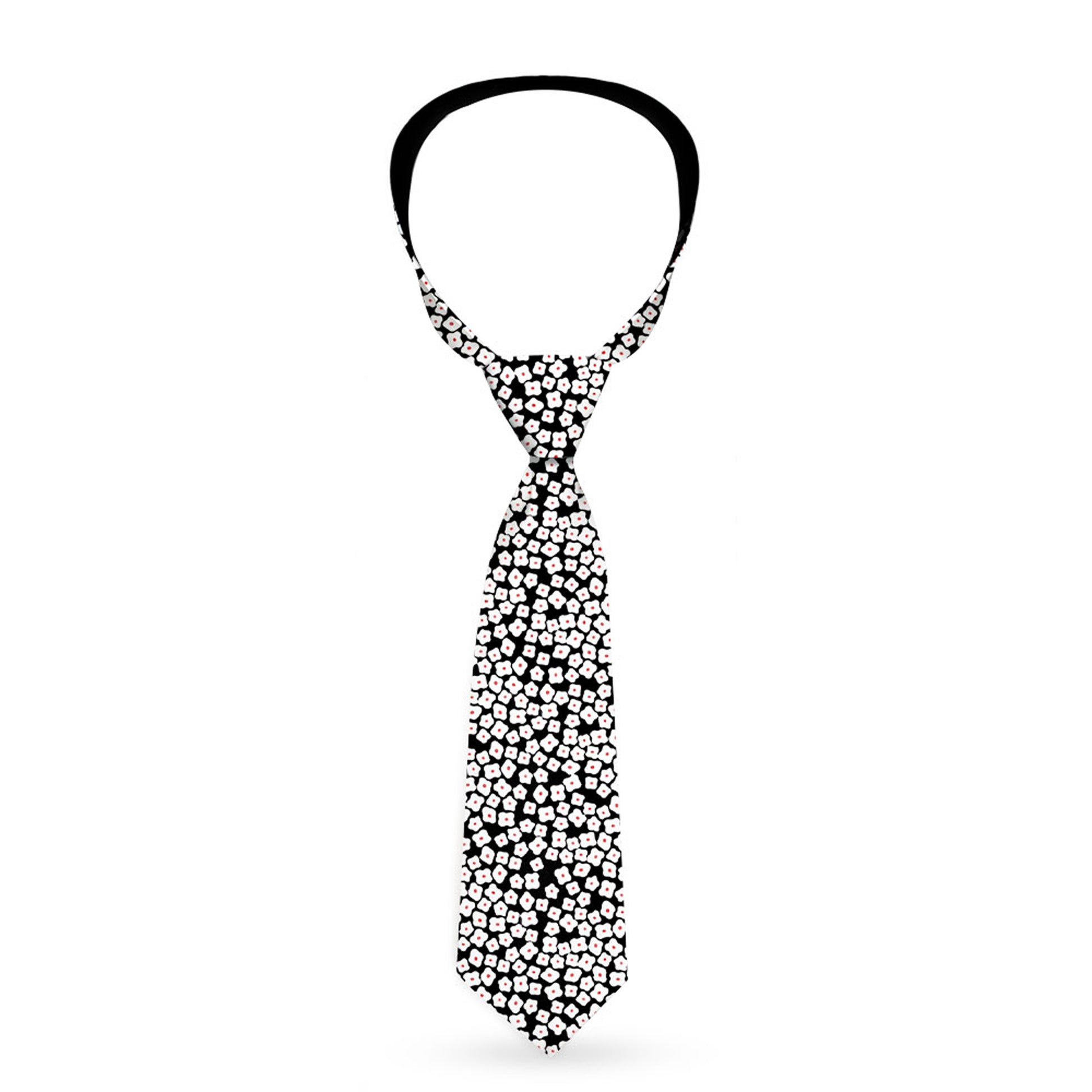 Buckle-Down Necktie - Ditsy Floral Black/White/Red Neckties Buckle-Down