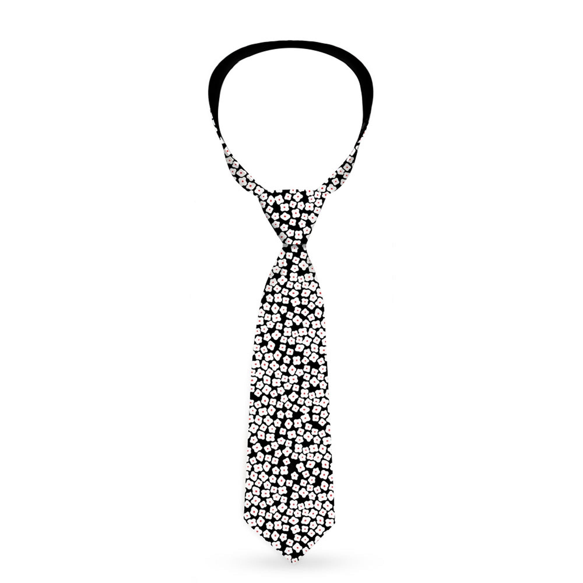 Buckle-Down Necktie - Ditsy Floral Black/White/Red Neckties Buckle-Down