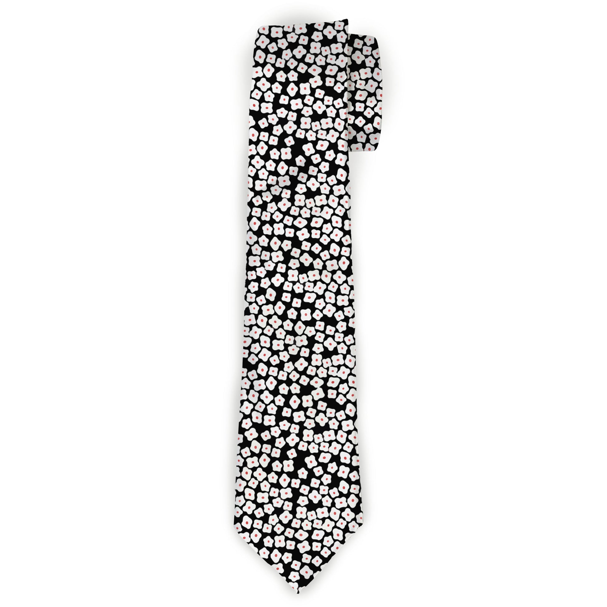 Buckle-Down Necktie - Ditsy Floral Black/White/Red Neckties Buckle-Down
