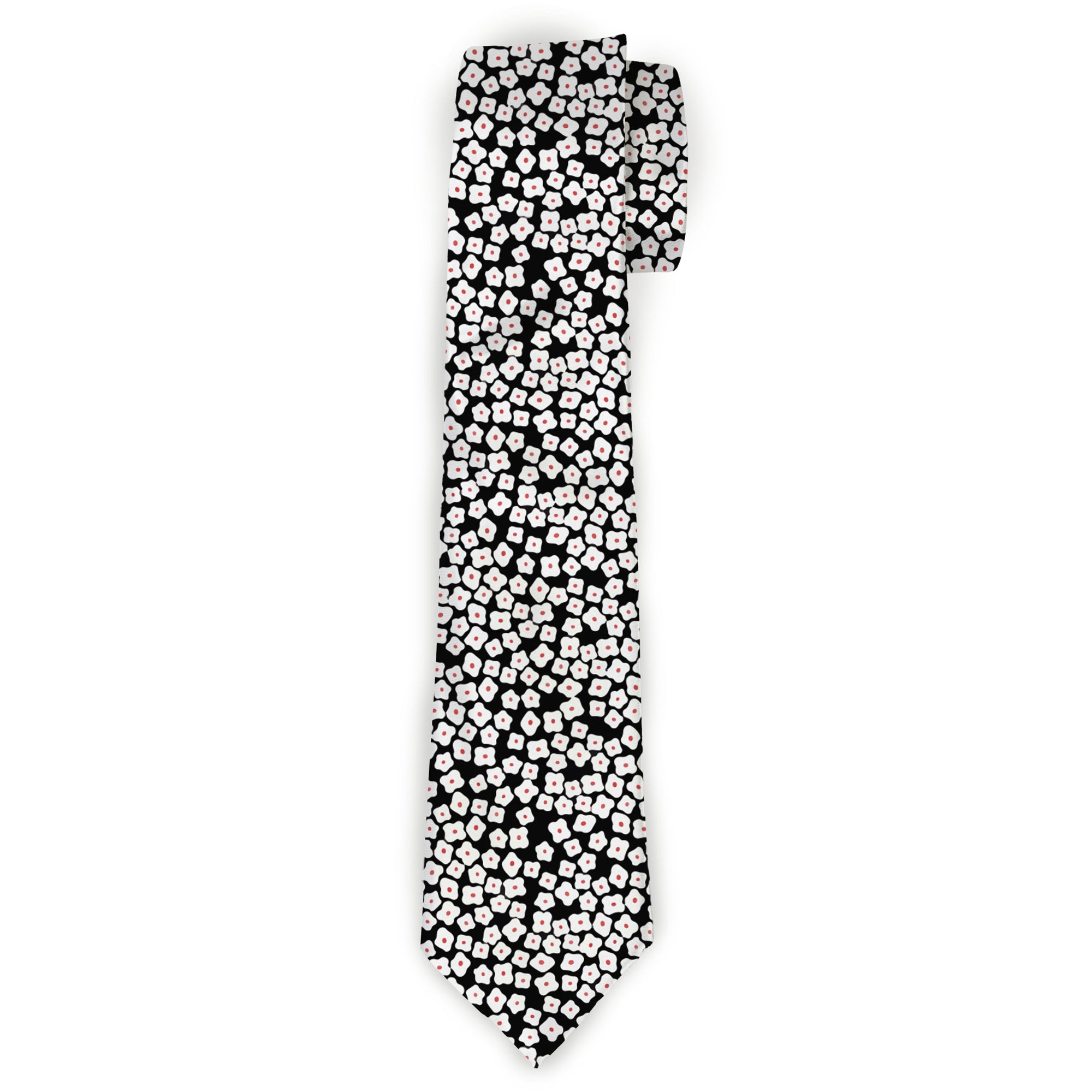 Buckle-Down Necktie - Ditsy Floral Black/White/Red Neckties Buckle-Down