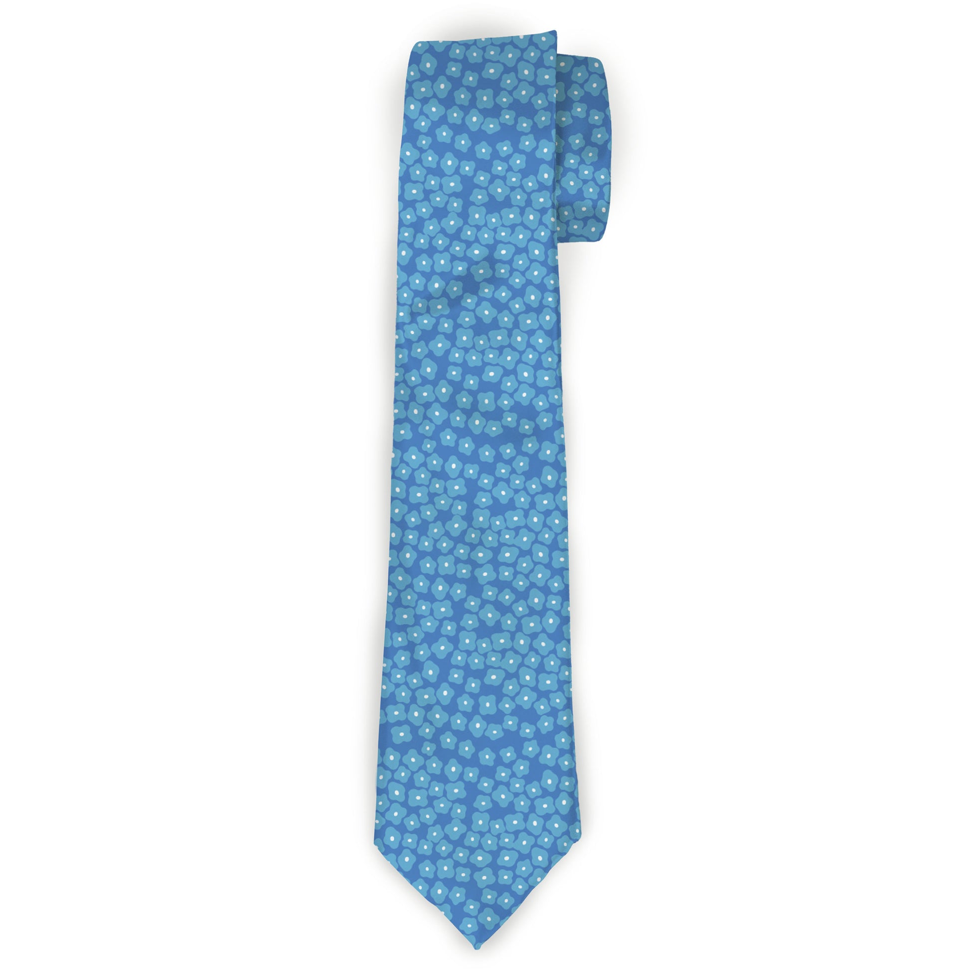Buckle-Down Necktie - Ditsy Floral Blue/Light Blue/White Neckties Buckle-Down
