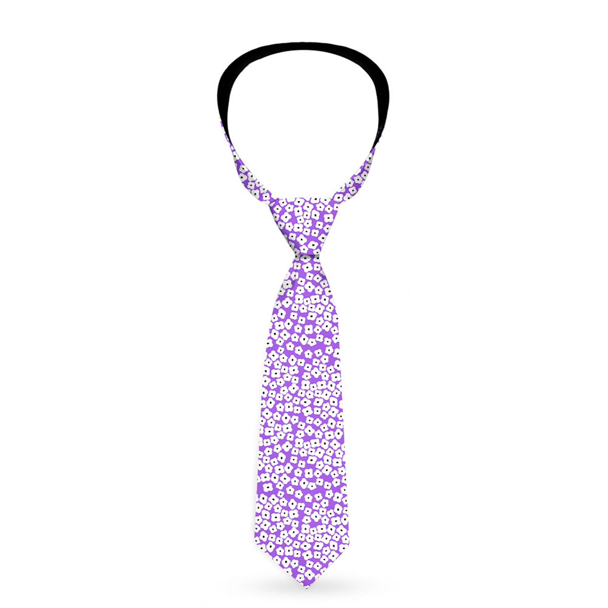 Buckle-Down Necktie - Ditsy Floral Lavender/White/Black Neckties Buckle-Down