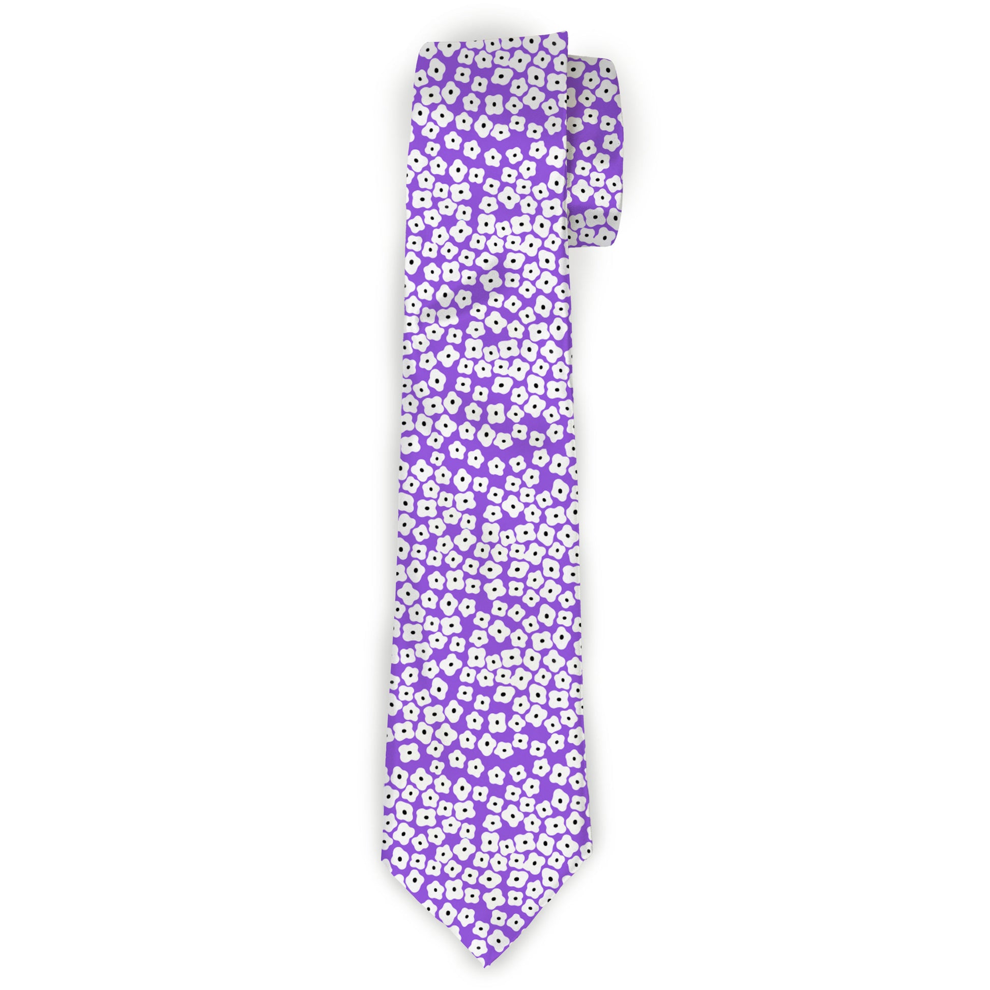 Buckle-Down Necktie - Ditsy Floral Lavender/White/Black Neckties Buckle-Down