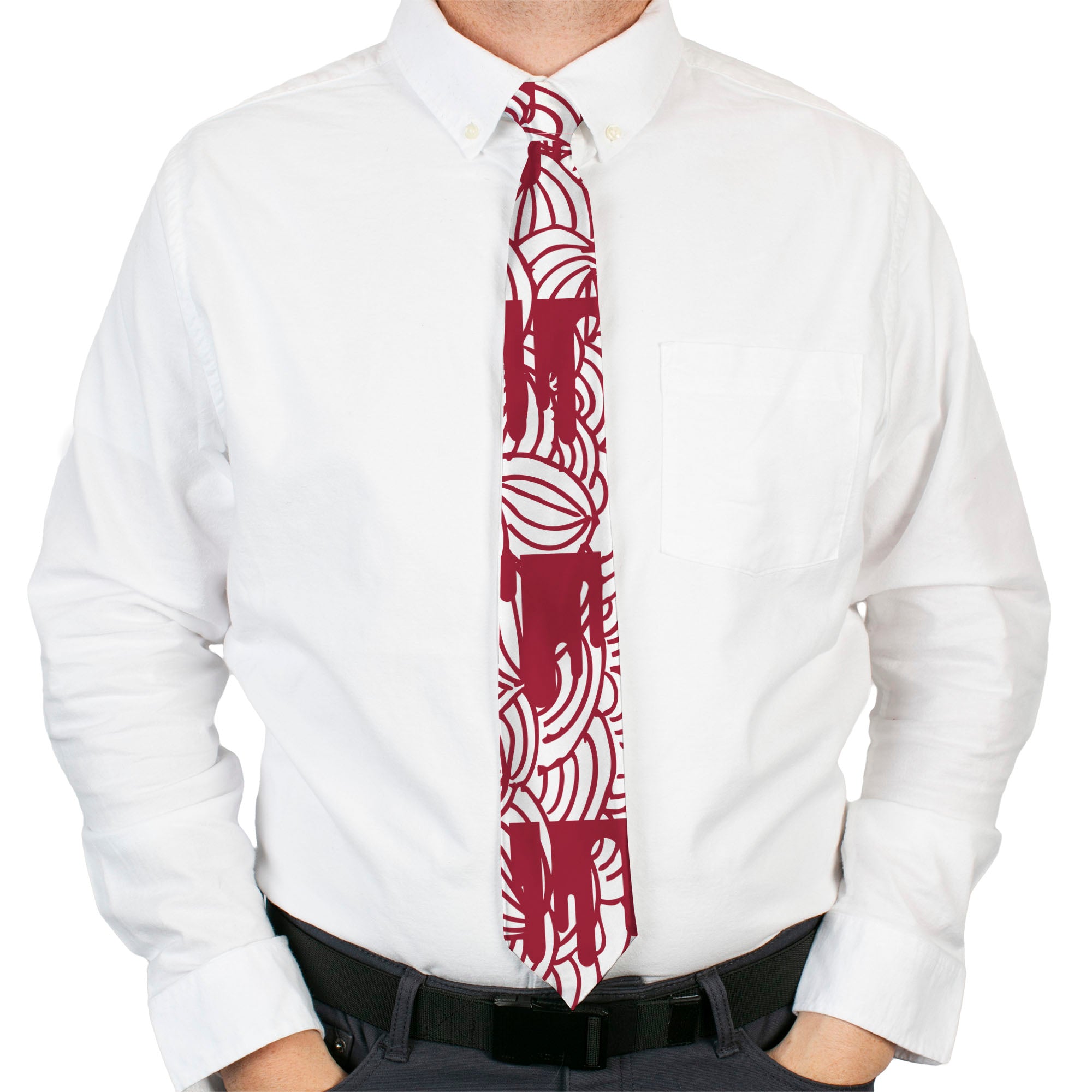 Buckle-Down Necktie - Doodle1/Paint Drips White/Red Neckties Buckle-Down