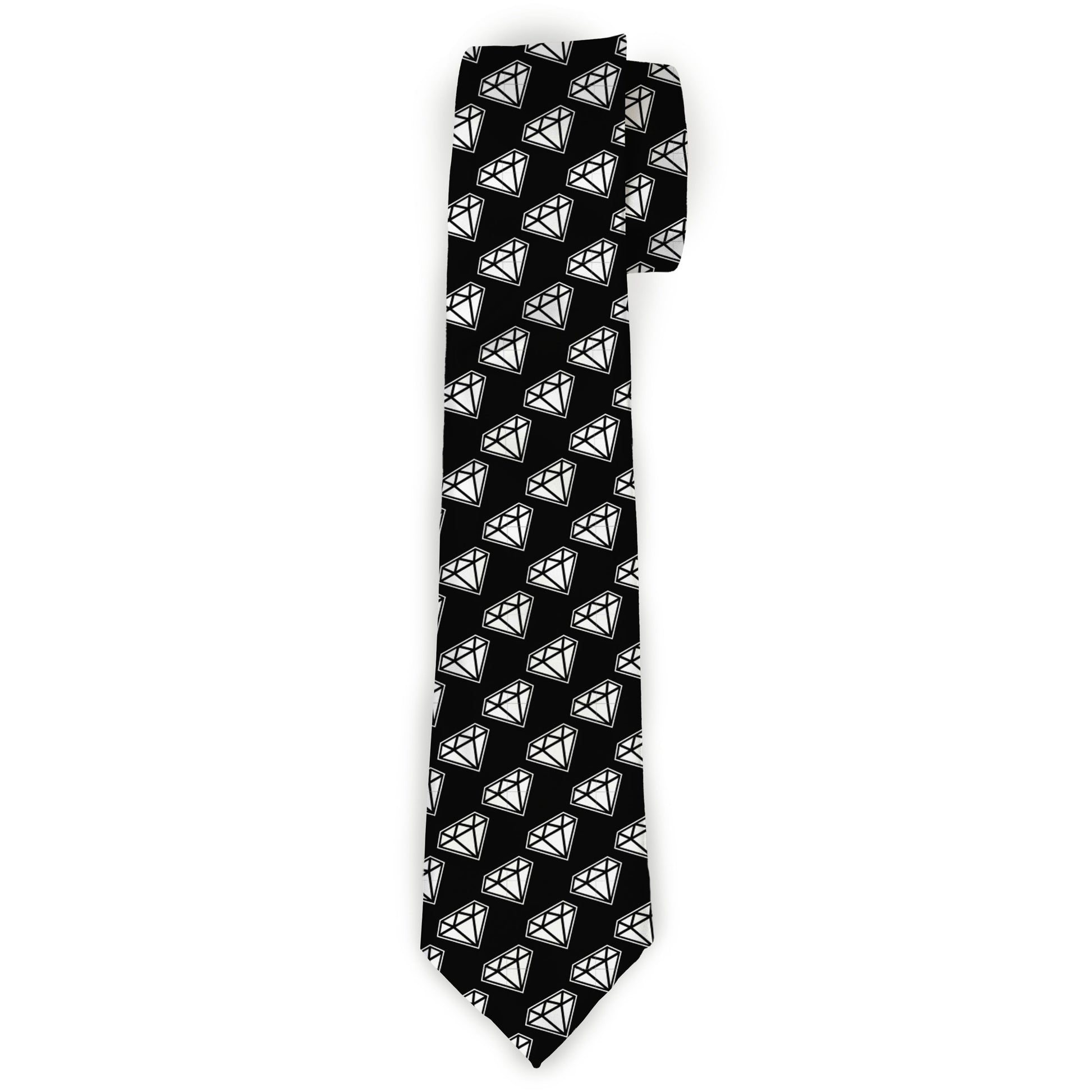 Buckle-Down Necktie - Diamonds Diagonal Black/White Neckties Buckle-Down