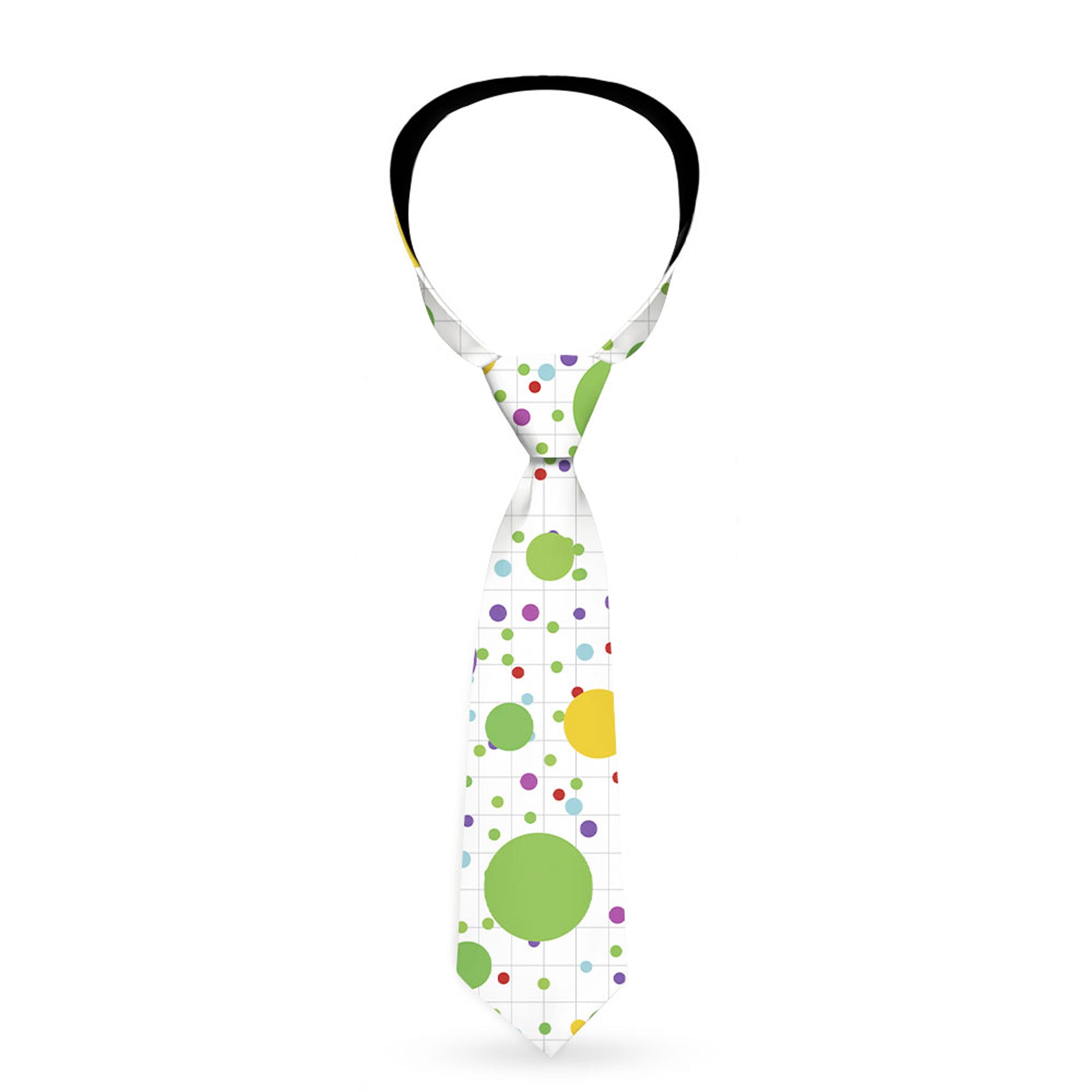 Buckle-Down Necktie - Dots/Grid3 White/Gray/Multi Color Neckties Buckle-Down