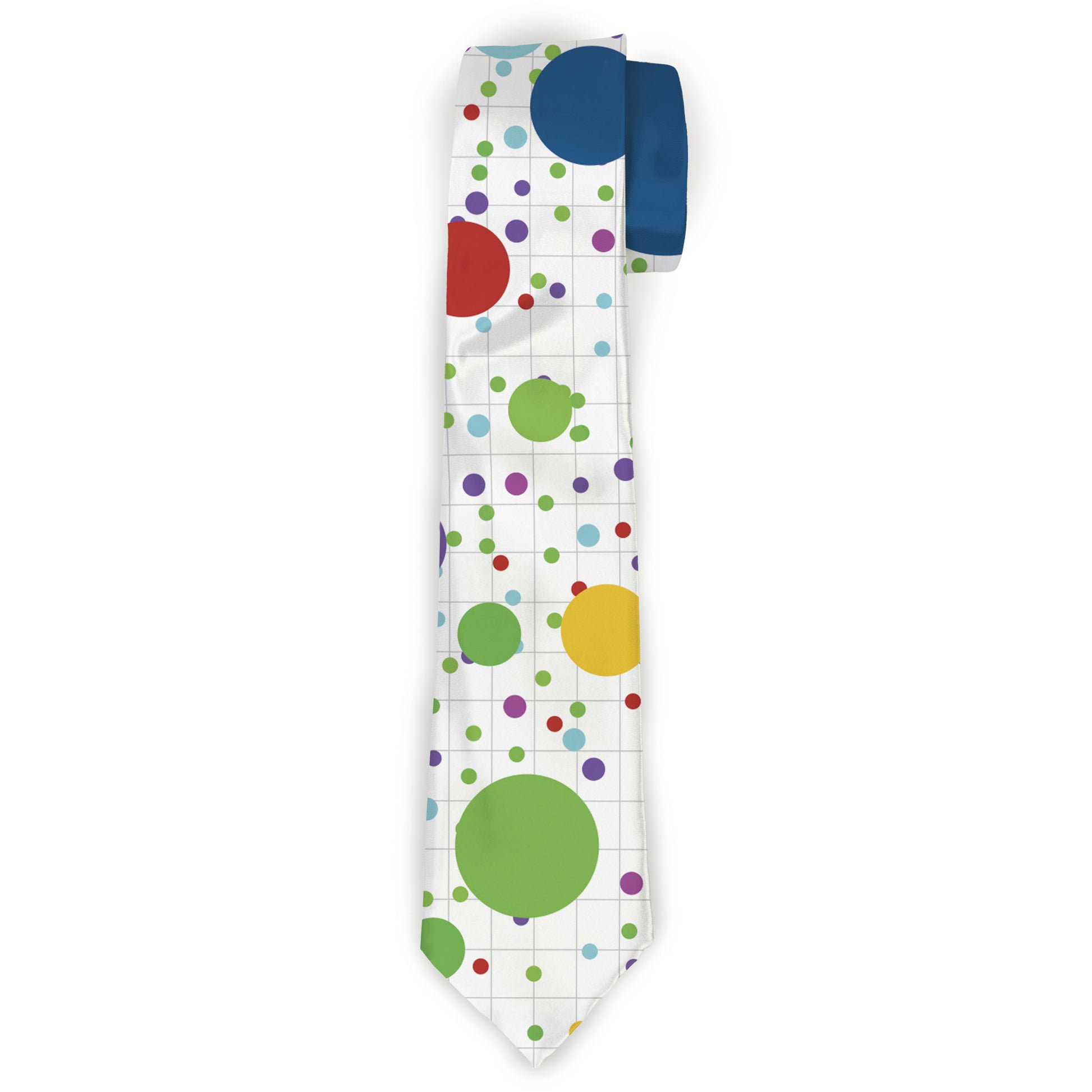Buckle-Down Necktie - Dots/Grid3 White/Gray/Multi Color Neckties Buckle-Down
