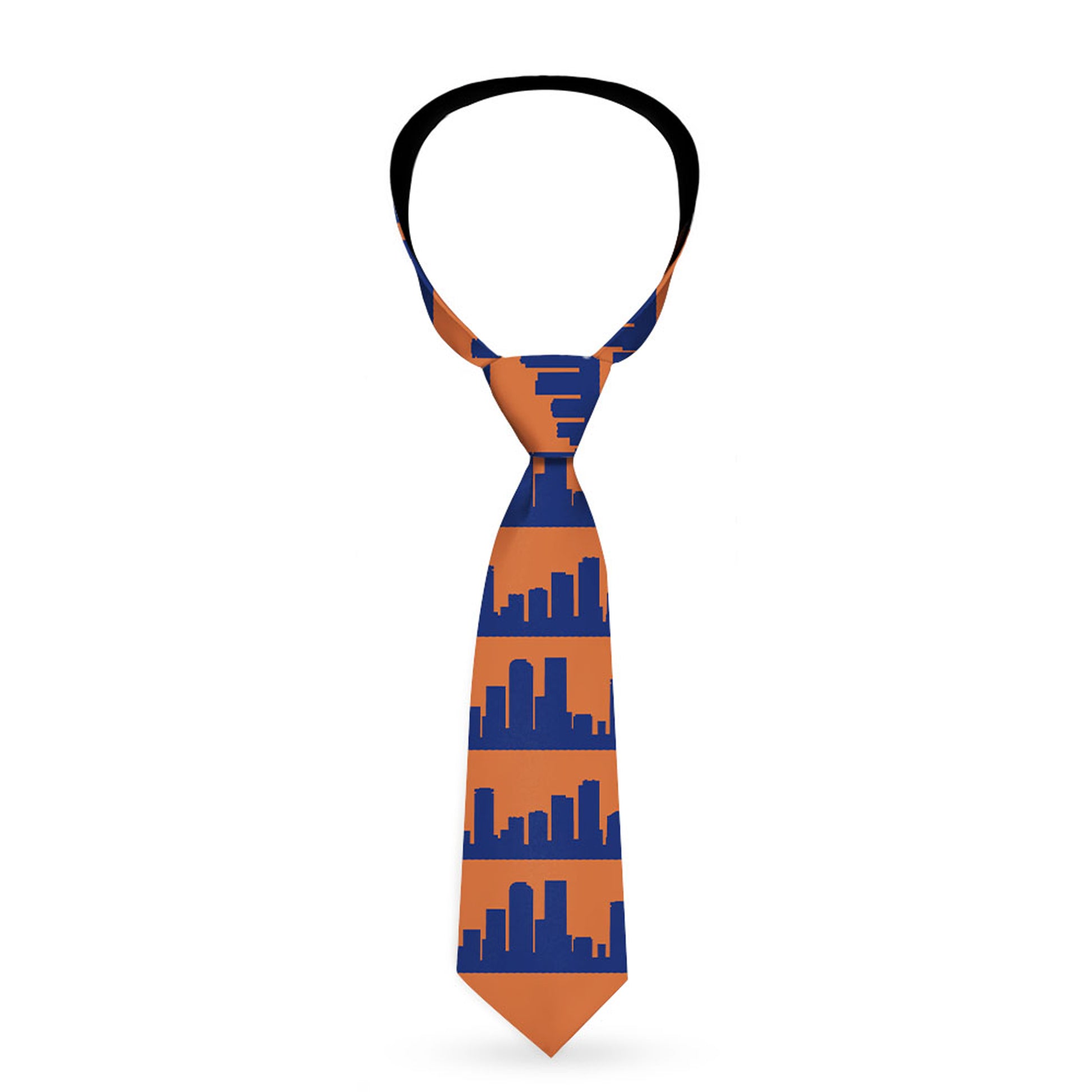 Buckle-Down Necktie - Denver Solid Skyline Orange/Navy Neckties Buckle-Down
