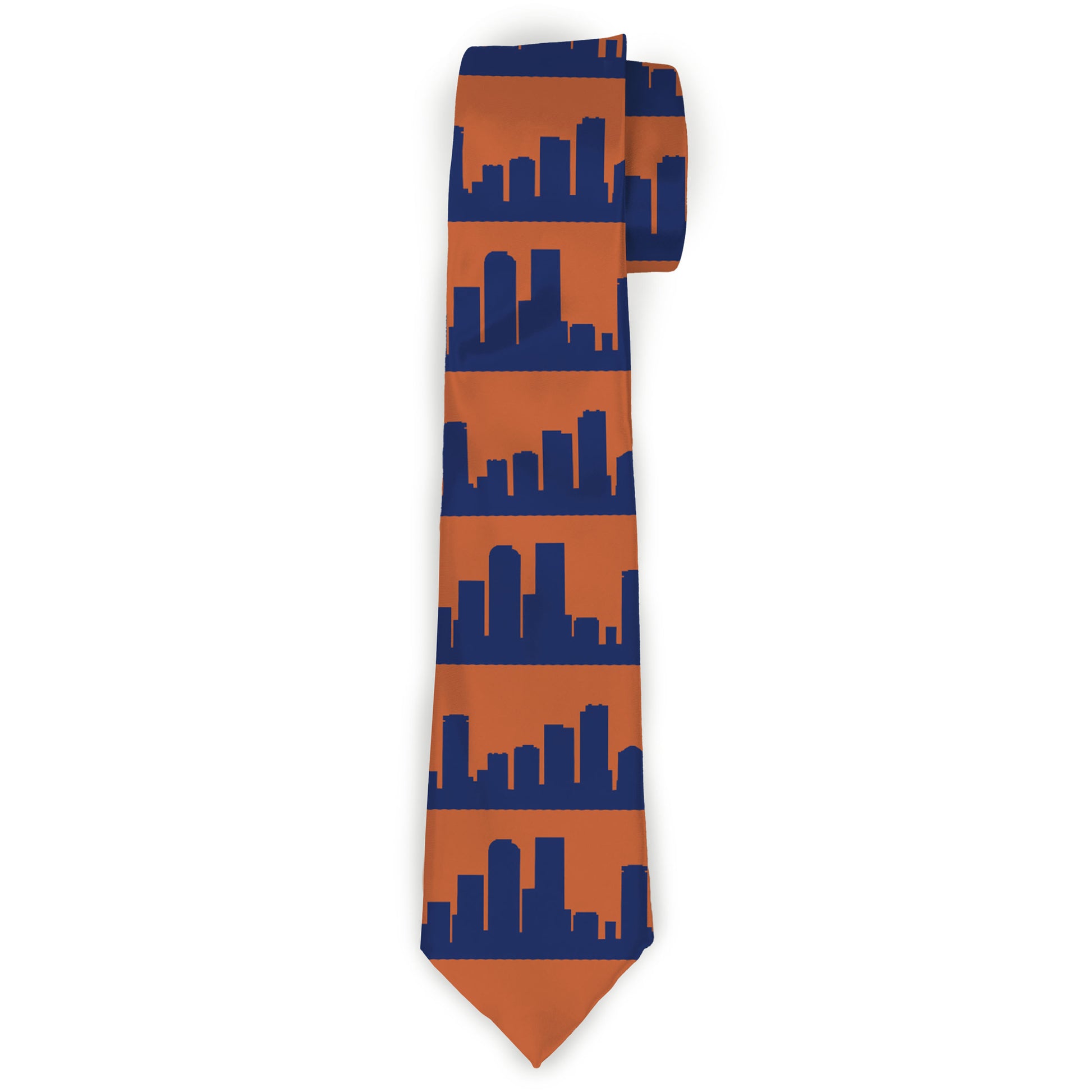 Buckle-Down Necktie - Denver Solid Skyline Orange/Navy Neckties Buckle-Down