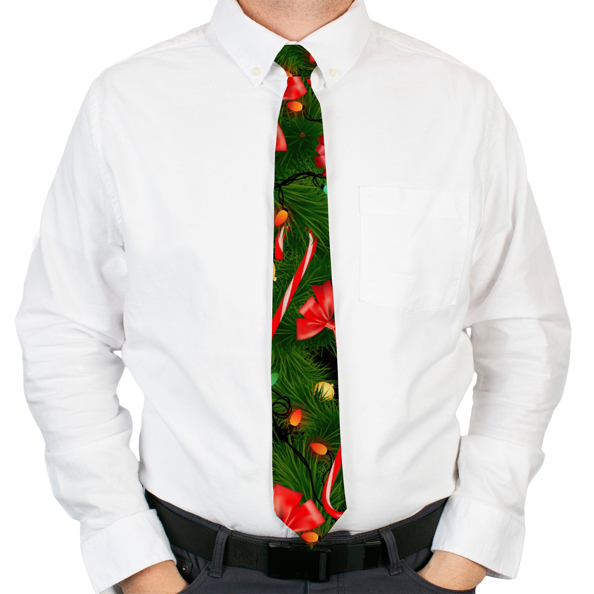 Buckle-Down Necktie - Decorated Tree2 w/Bows/Lights/Candy Canes Neckties Buckle-Down