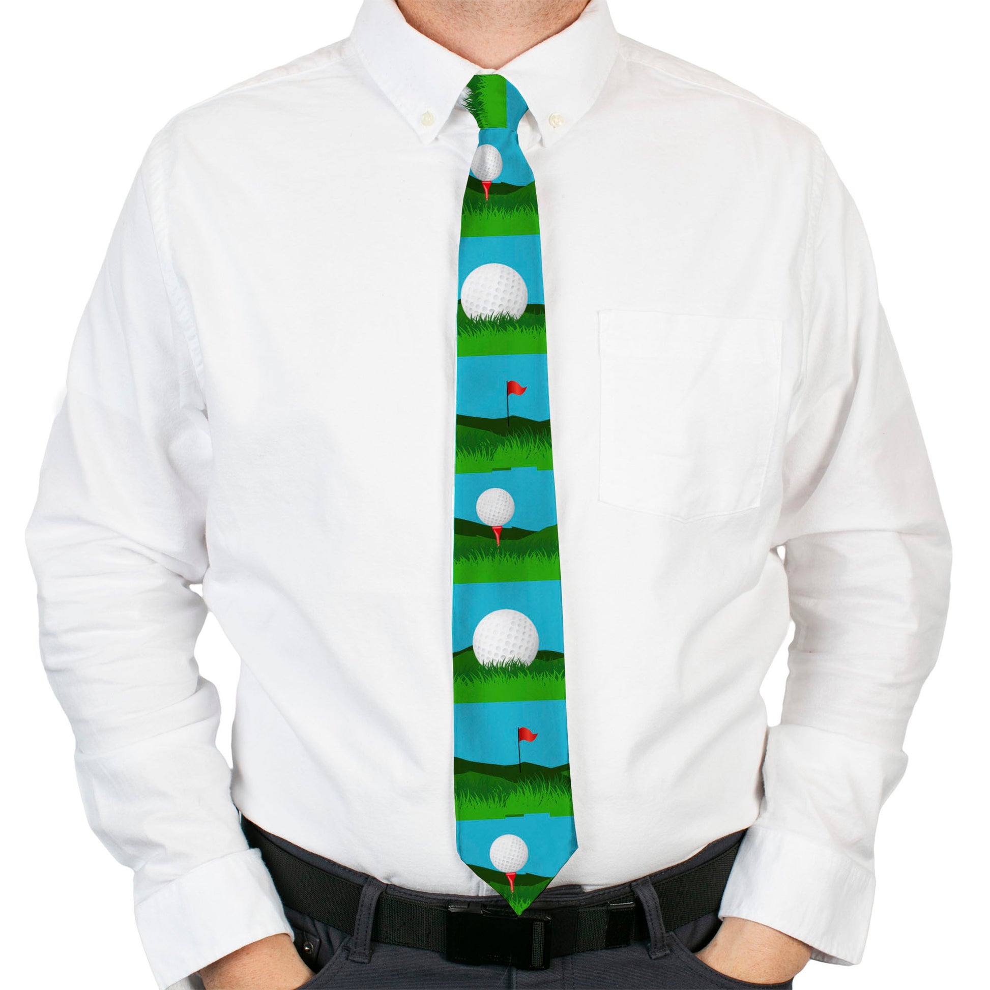 Buckle-Down Necktie - Golf Course/Balls/Holes Blues/Greens Neckties Buckle-Down