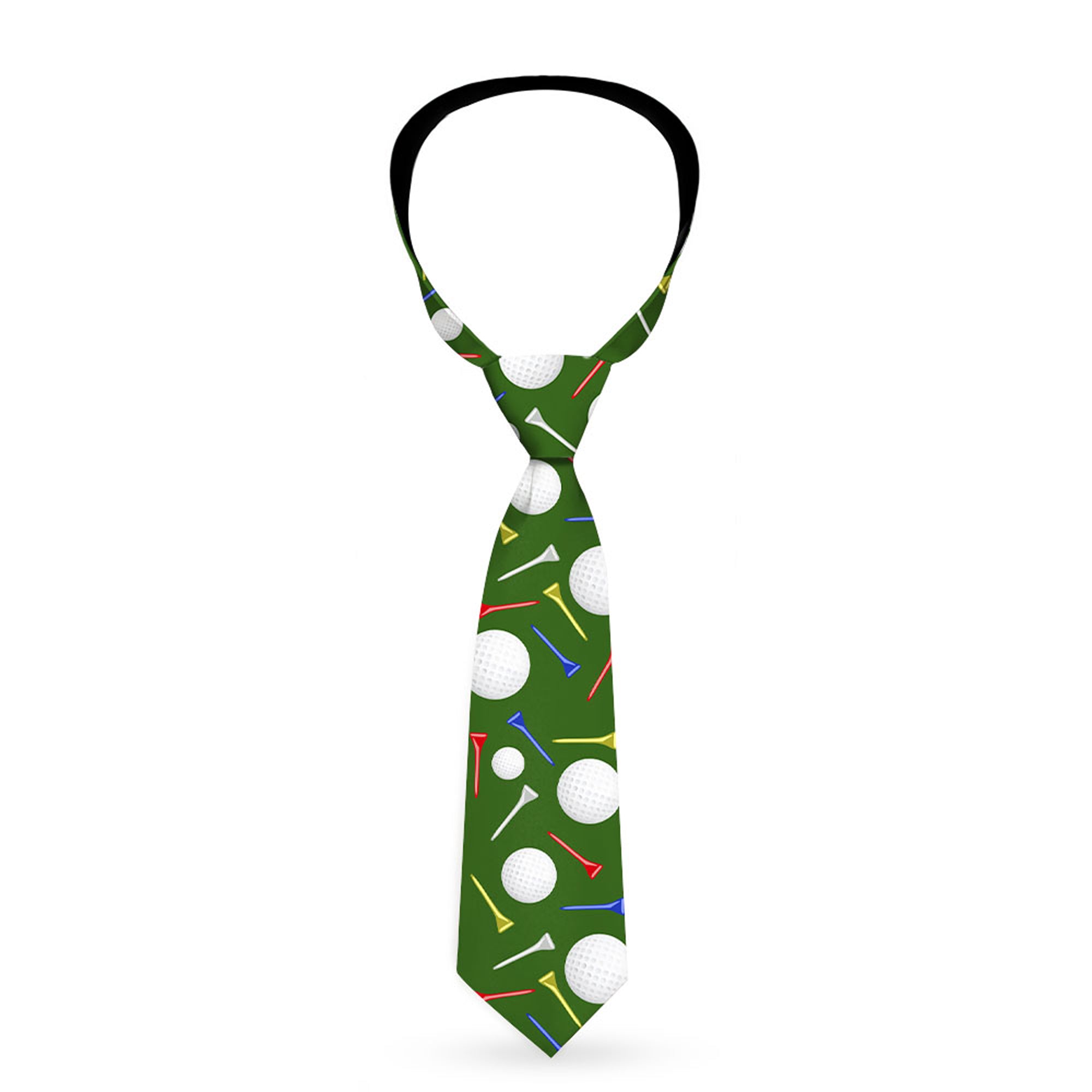 Buckle-Down Necktie - Golf Balls/Tees Scattered Green/Multi Color Neckties Buckle-Down