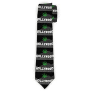 Buckle-Down Necktie - HOLLYWEED Sign Skyline/Pot Leaf Black/Grays/White/Green Neckties Buckle-Down