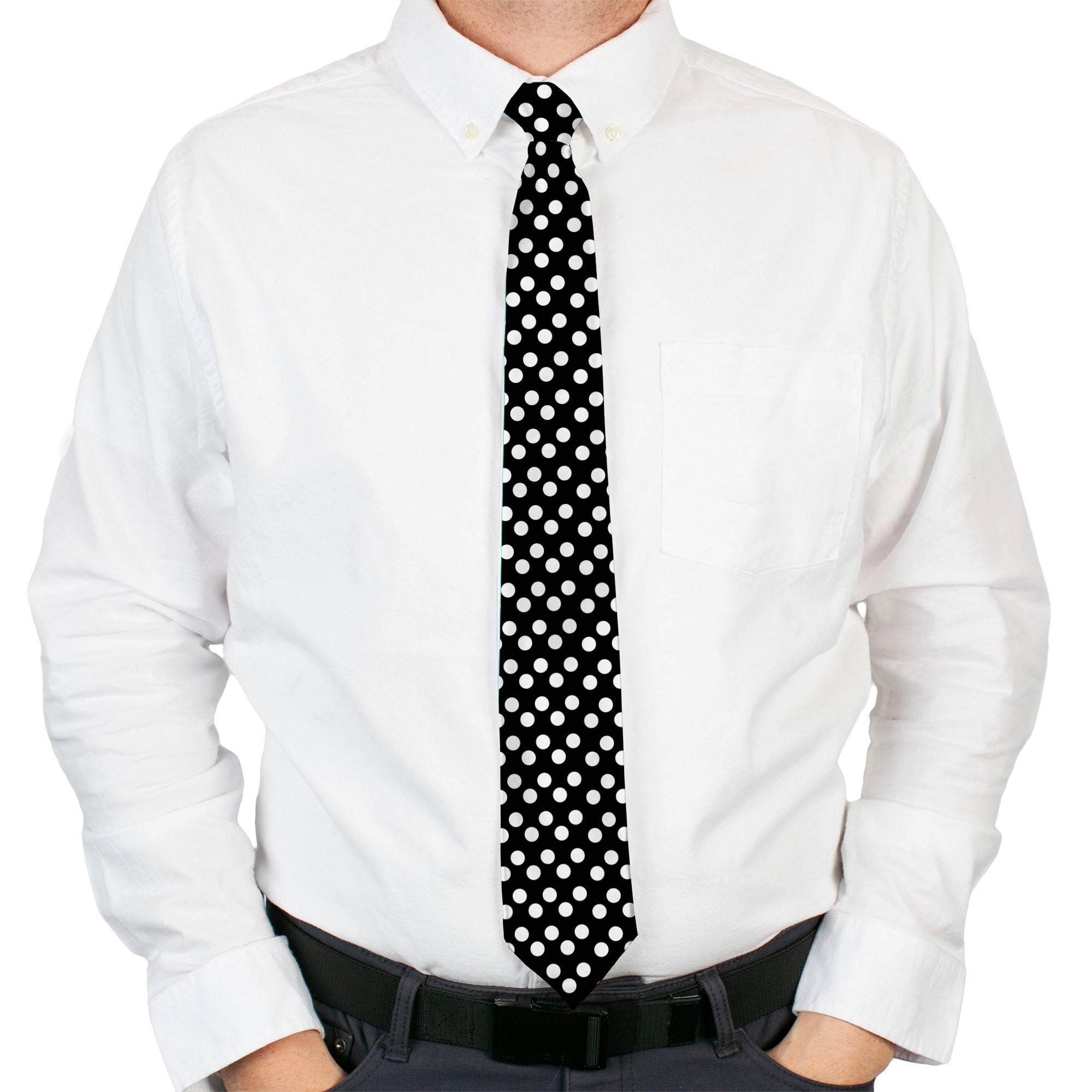 Buckle-Down Necktie - Micro Polka Dots2 Black/White Neckties Buckle-Down