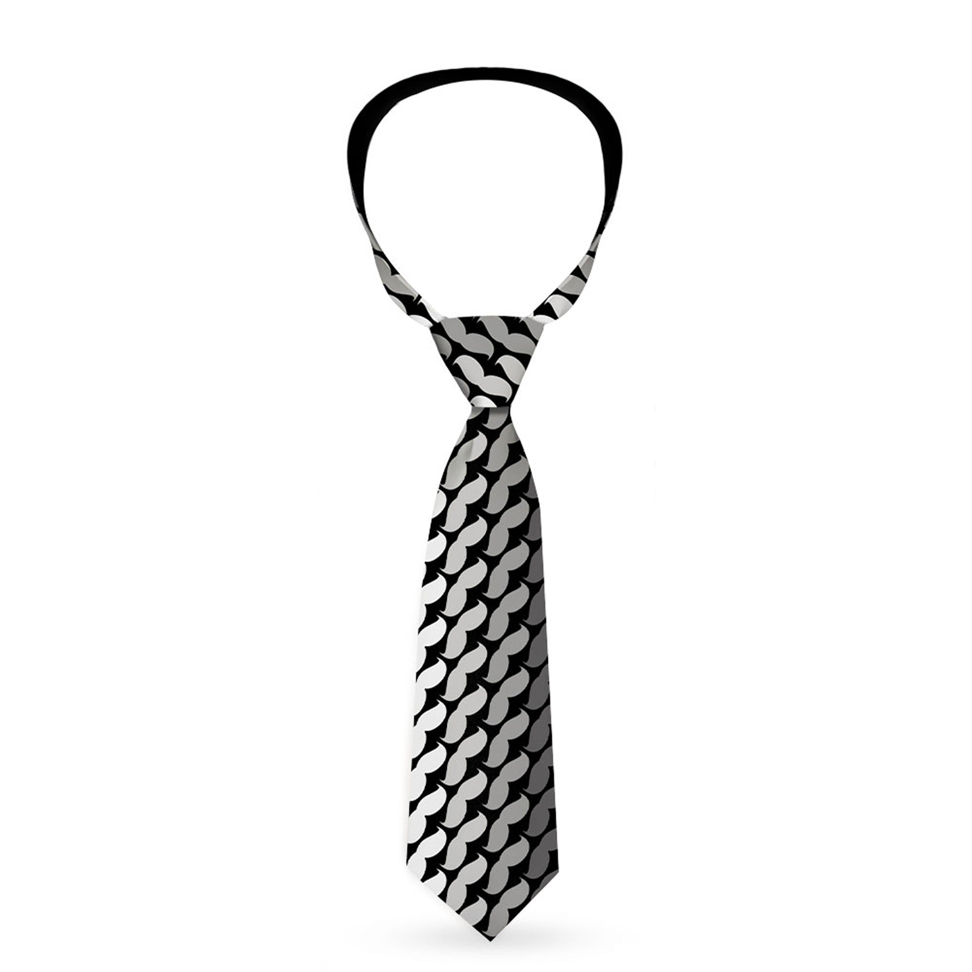 Buckle-Down Necktie - Mustache Monogram Black/Grays Neckties Buckle-Down
