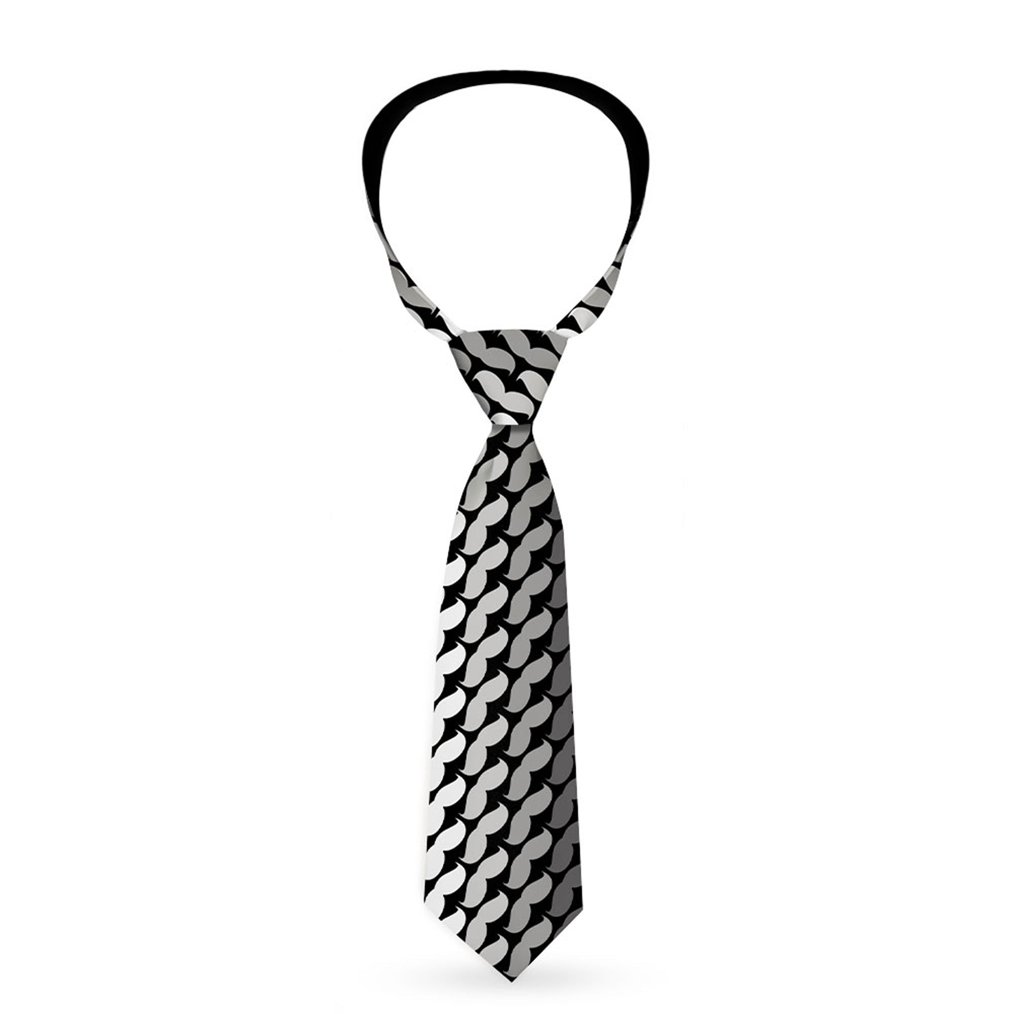 Buckle-Down Necktie - Mustache Monogram Black/Grays Neckties Buckle-Down
